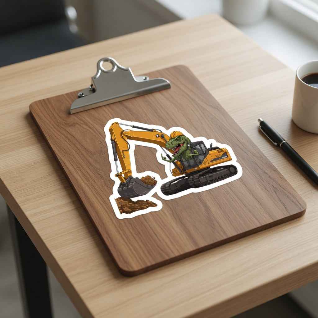 Middle Finger T-Rex Excavator Kiss-Cut Vinyl Decal