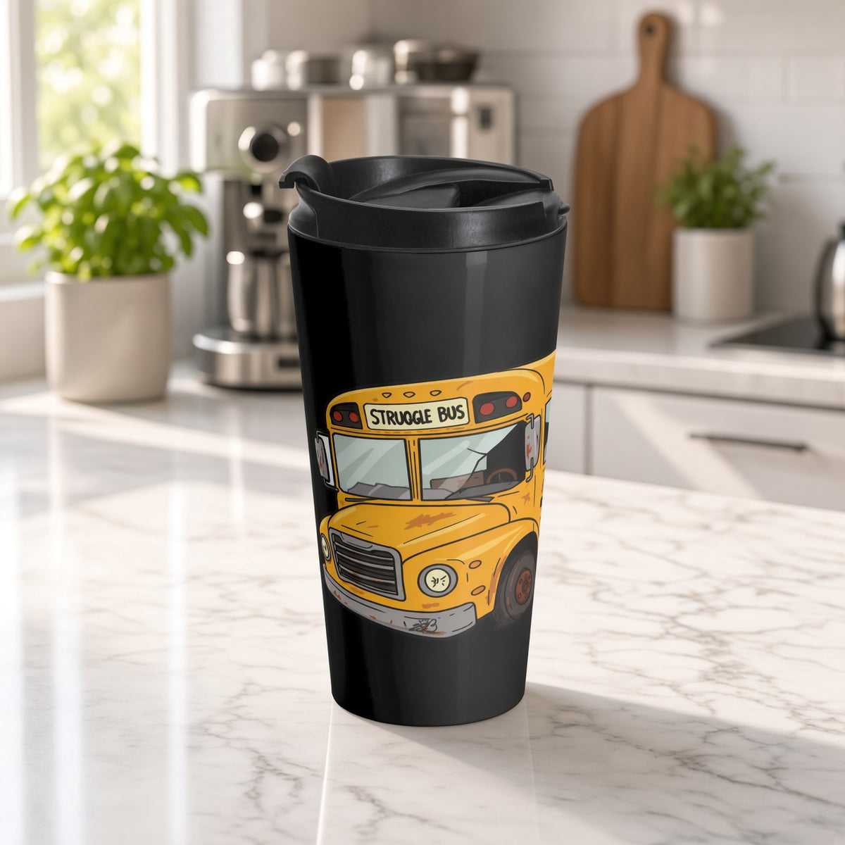 Struggle Bus 15 oz Stainless Steel Travel Tumbler | Funny Adulting & Morning Humor Tumbler