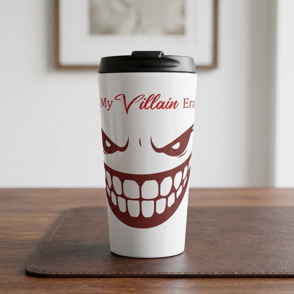 In My Villain Era 15 oz Stainless Steel Travel Mug | Funny Sarcastic Tumbler