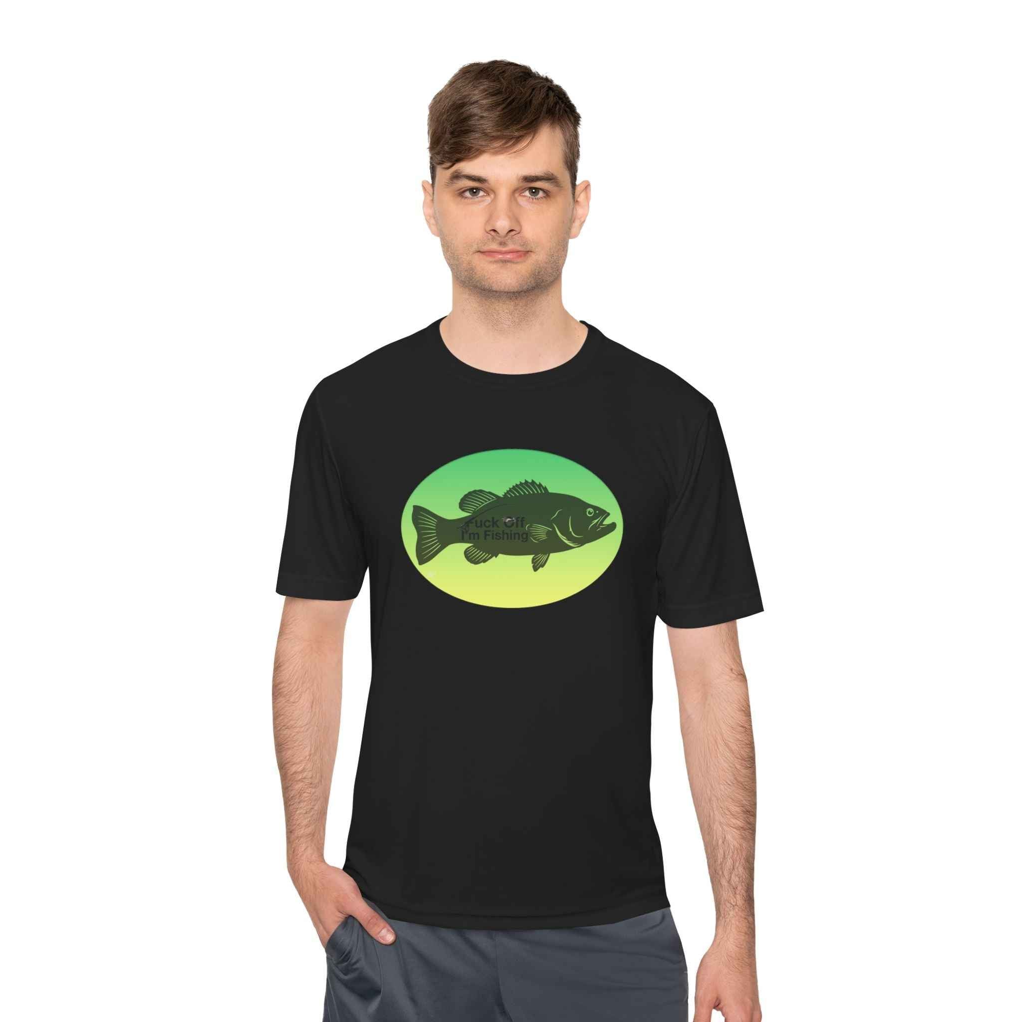 Funny Bass Fishing Shirt – “Fuck Off I’m Fishing” Unisex Moisture Wicking Tee