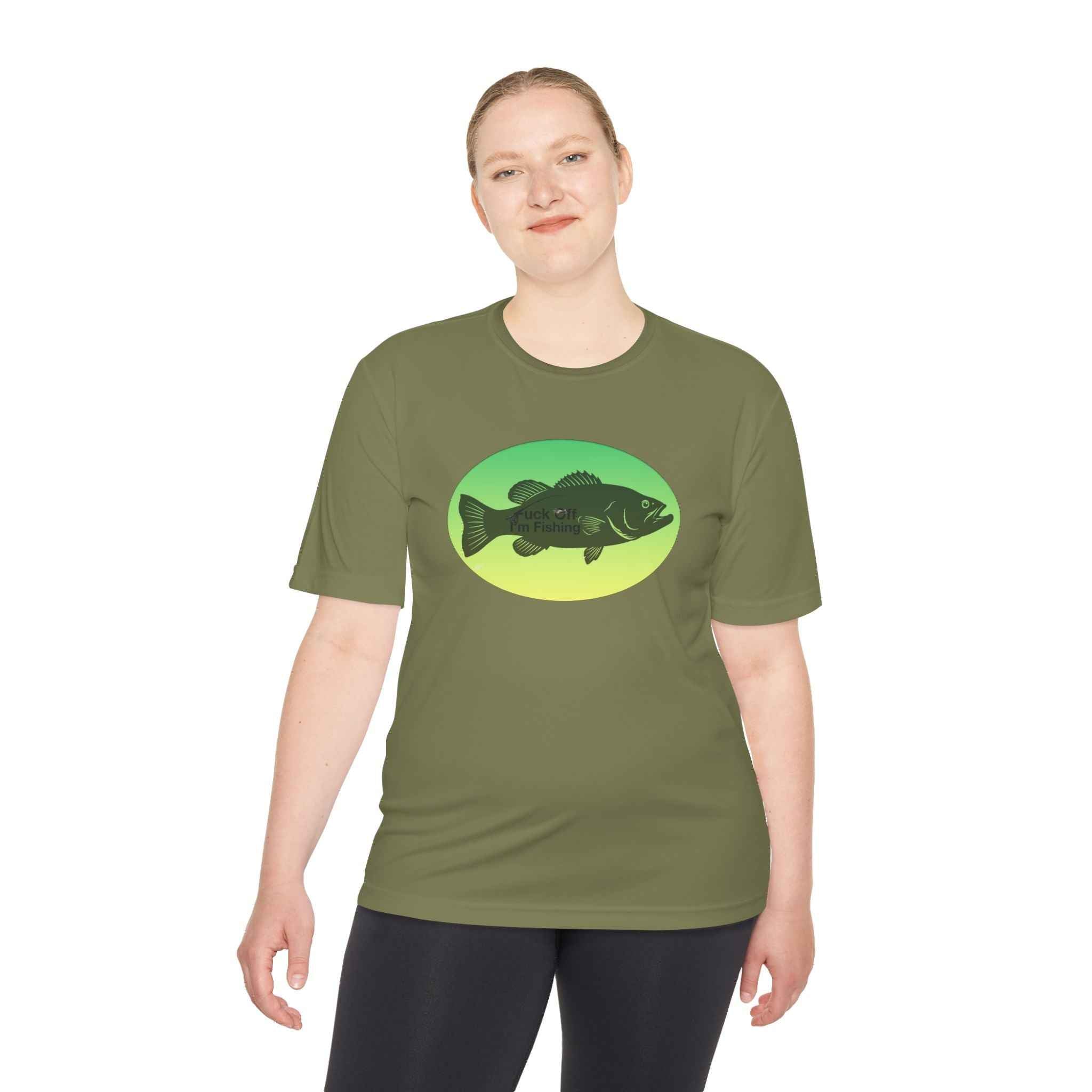 Funny Bass Fishing Shirt – “Fuck Off I’m Fishing” Unisex Moisture Wicking Tee