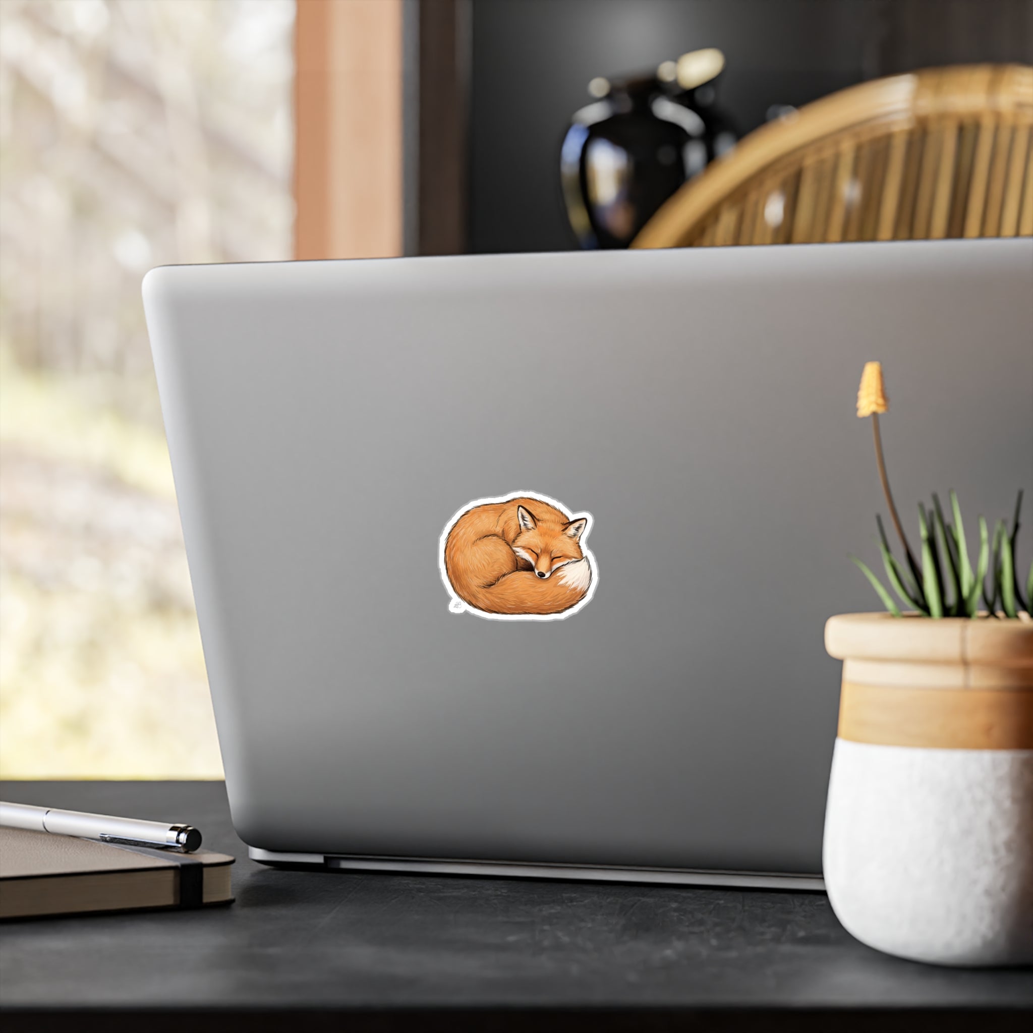 Curled Up Sleeping Fox Kiss-Cut Vinyl Sticker