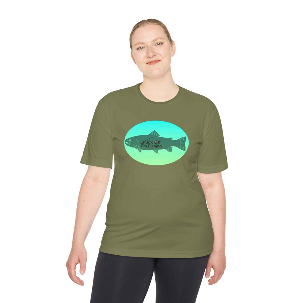 Funny Trout Fishing Shirt – Fuck Off I’m Fishing Tech Tee Unisex Moisture Wicking Tee