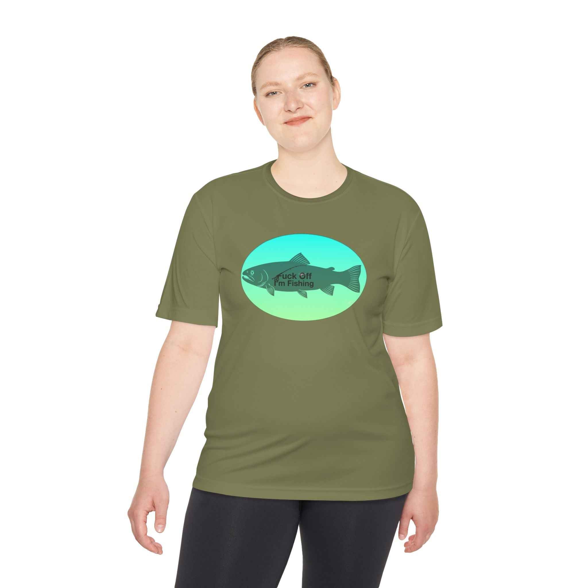 Funny Trout Fishing Shirt – Fuck Off I’m Fishing Tech Tee Unisex Moisture Wicking Tee
