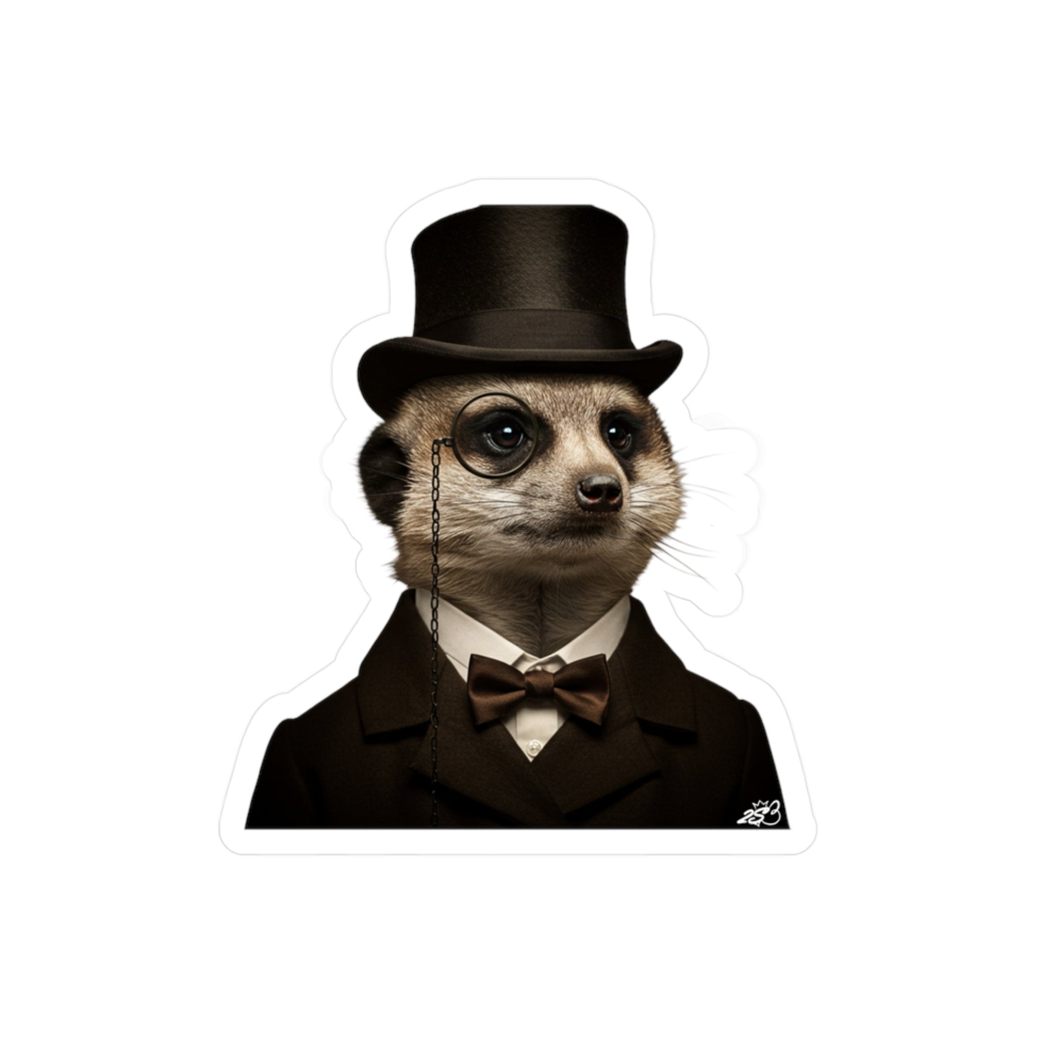 Fancy Meerkat Top Hat Monocle Kiss-Cut Vinyl Decal
