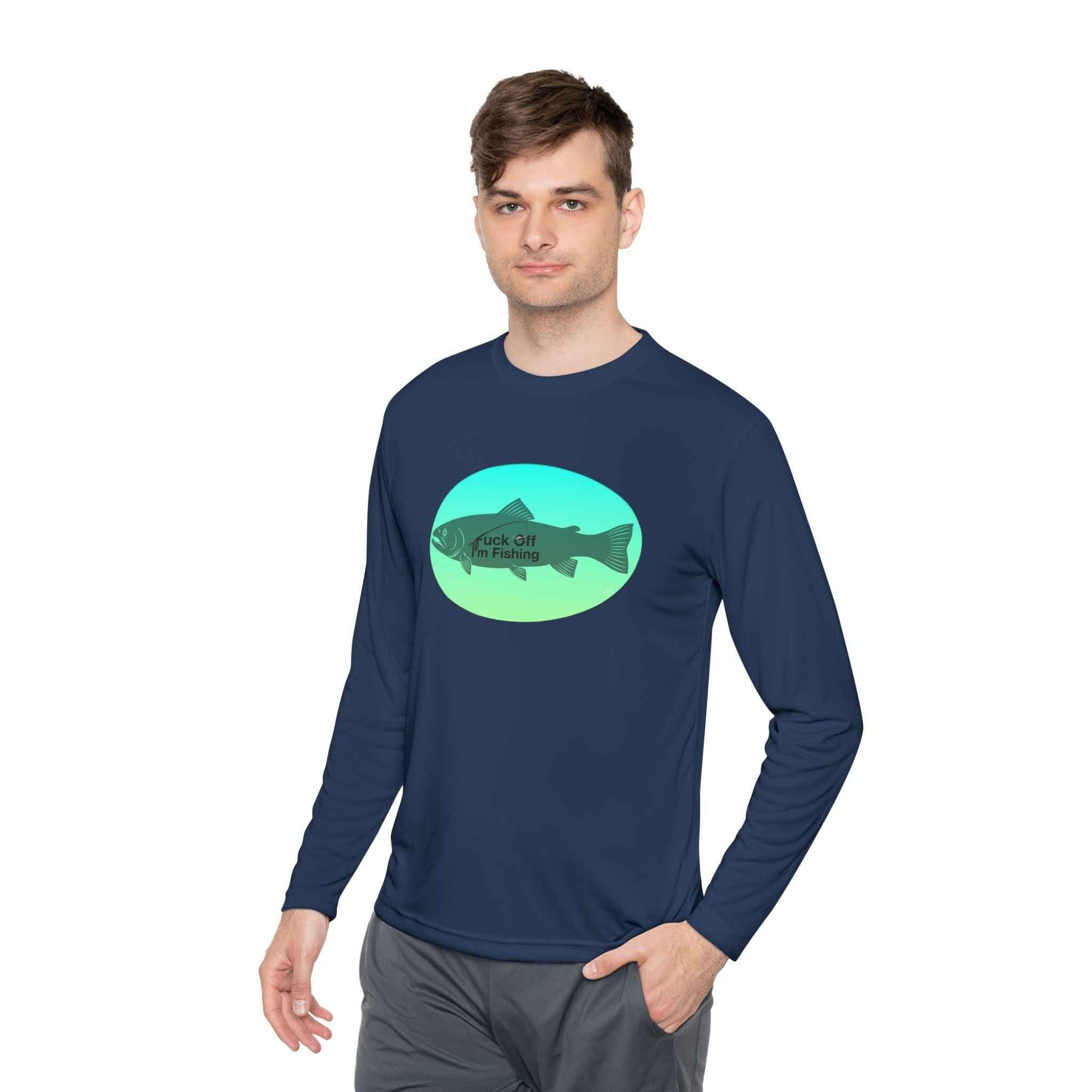 Funny Trout Fishing Shirt Long Sleeve – Fuck Off Unisex Lightweight Long Sleeve Tee