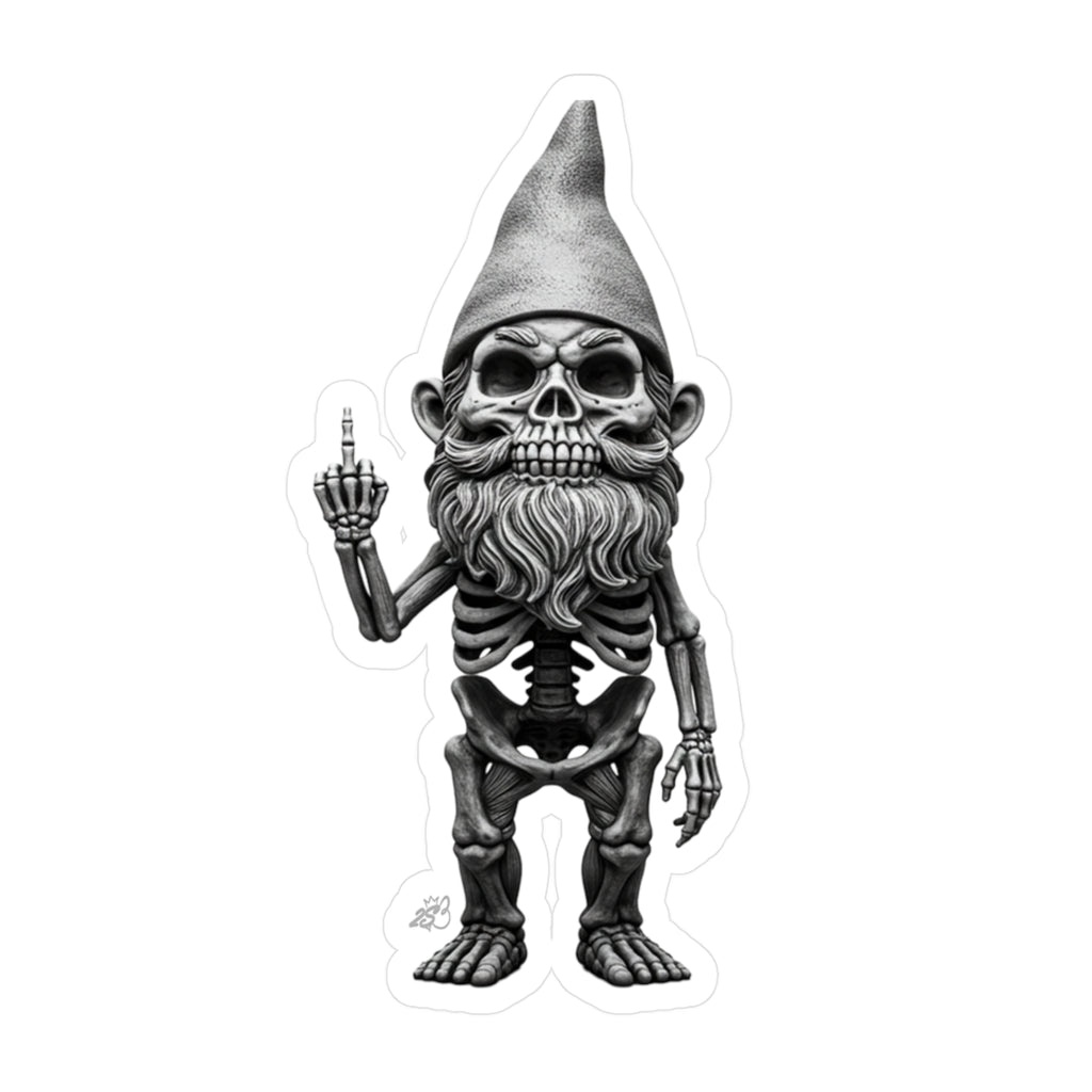 Middle Finger Skeleton Gnome Kiss-Cut Vinyl Decal