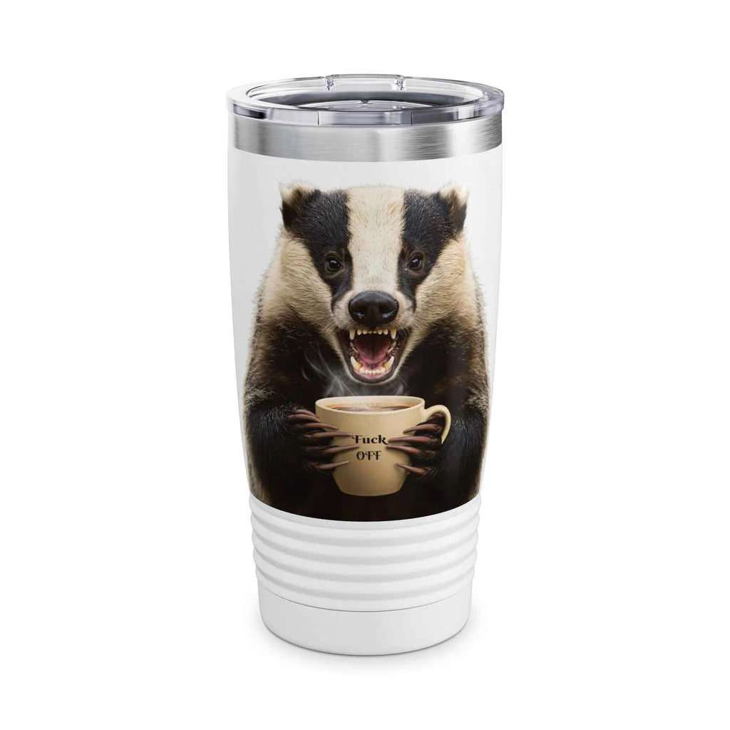 Angry Badger “Fuck Off” 20oz Ringneck Tumbler, For When You Need Caffeine, Not Conversation Funny Gift for Coffee enthusiasts, coworkers, & friends - 2SB Snark Shop