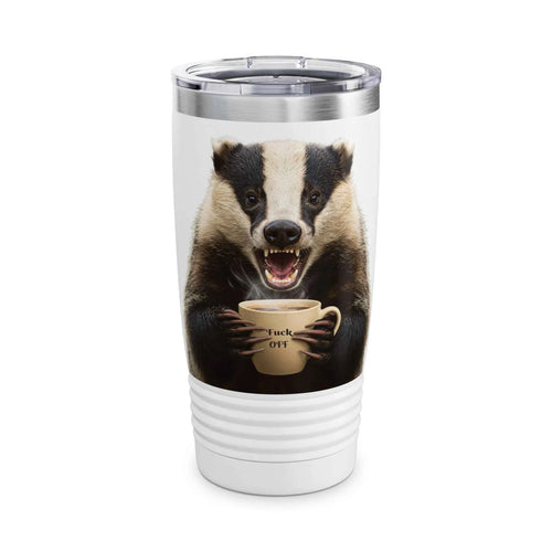 Angry Badger “Fuck Off” 20oz Ringneck Tumbler, For When You Need Caffeine, Not Conversation Funny Gift for Coffee enthusiasts, coworkers, & friends - 2SB Snark Shop