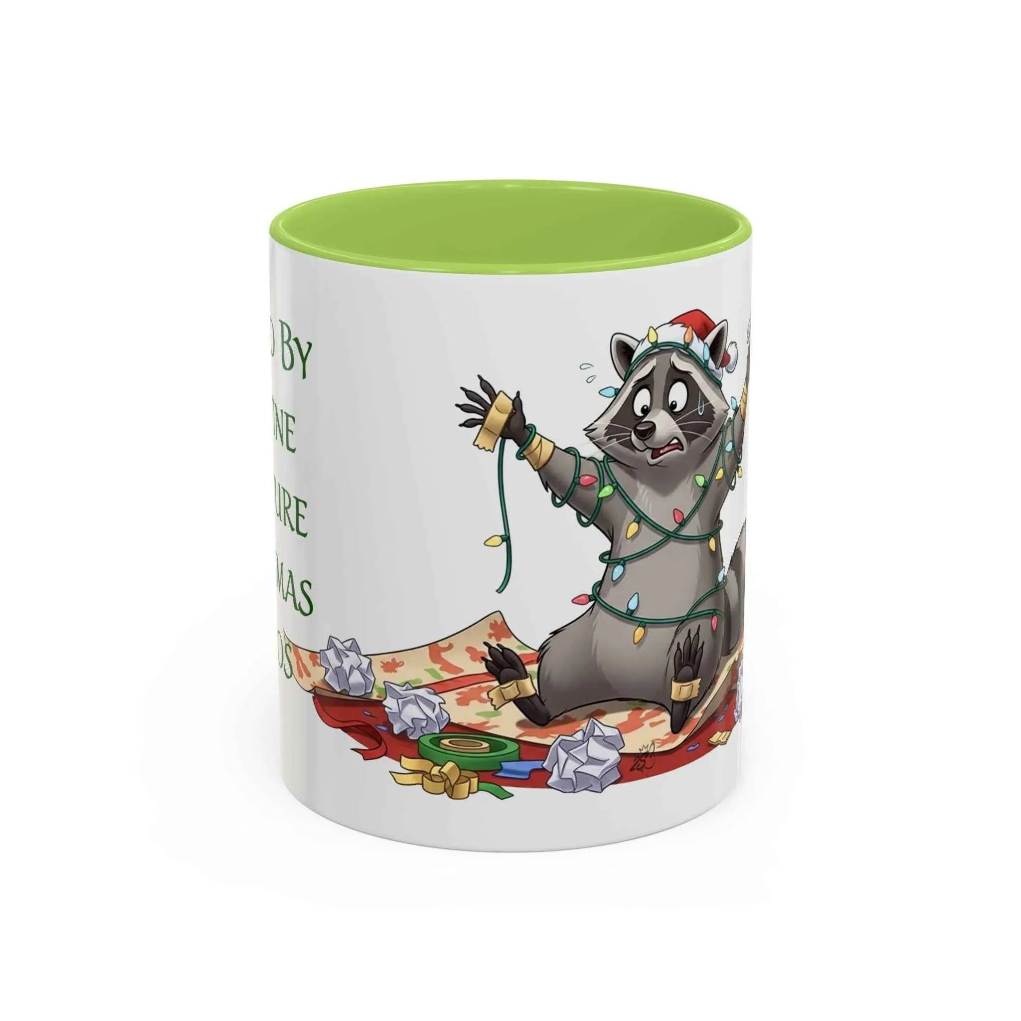 Fueled by Caffeine and Pure Christmas Chaos - Chaotic Raccoon Holiday Mug 11oz & 15oz - 2SB Snark Shop
