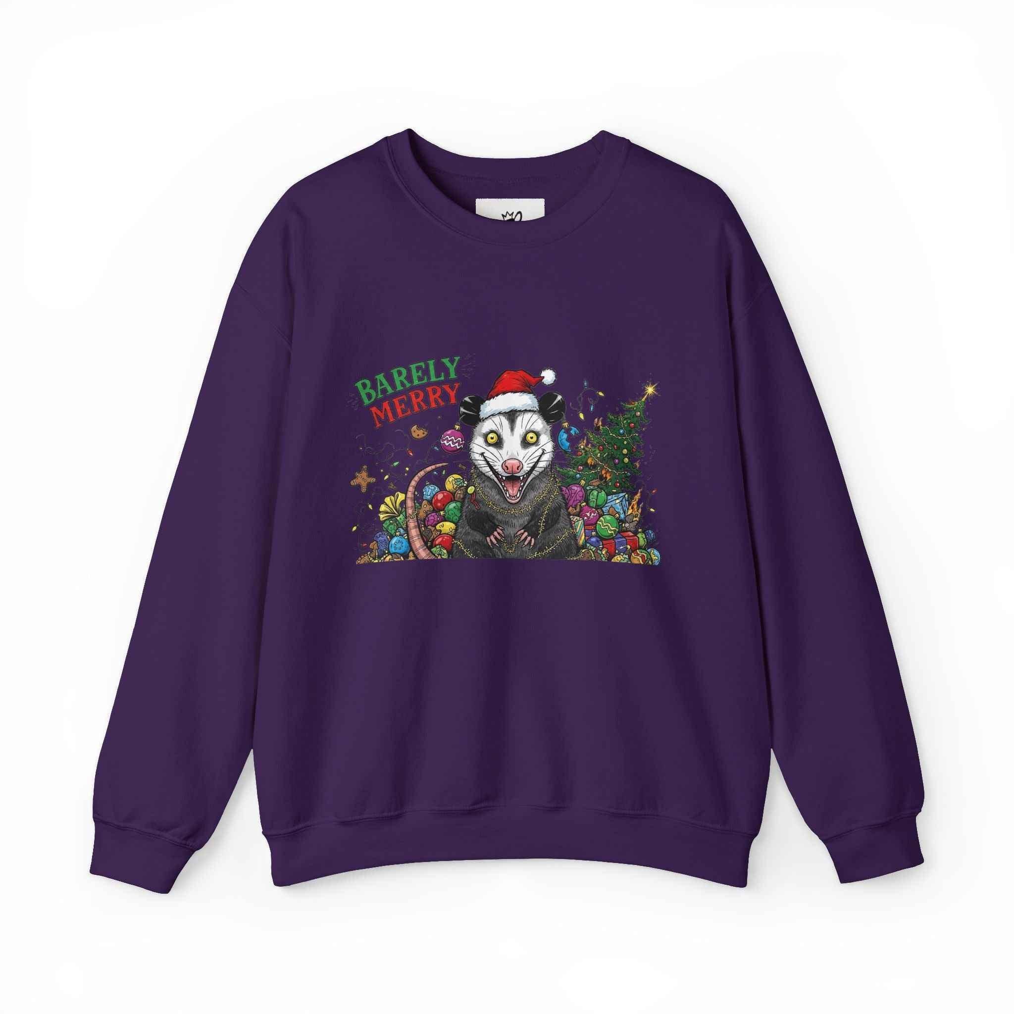 Barely Merry Possum Sweatshirt - Embrace Chaos This Holiday Season - 2SB Snark Shop