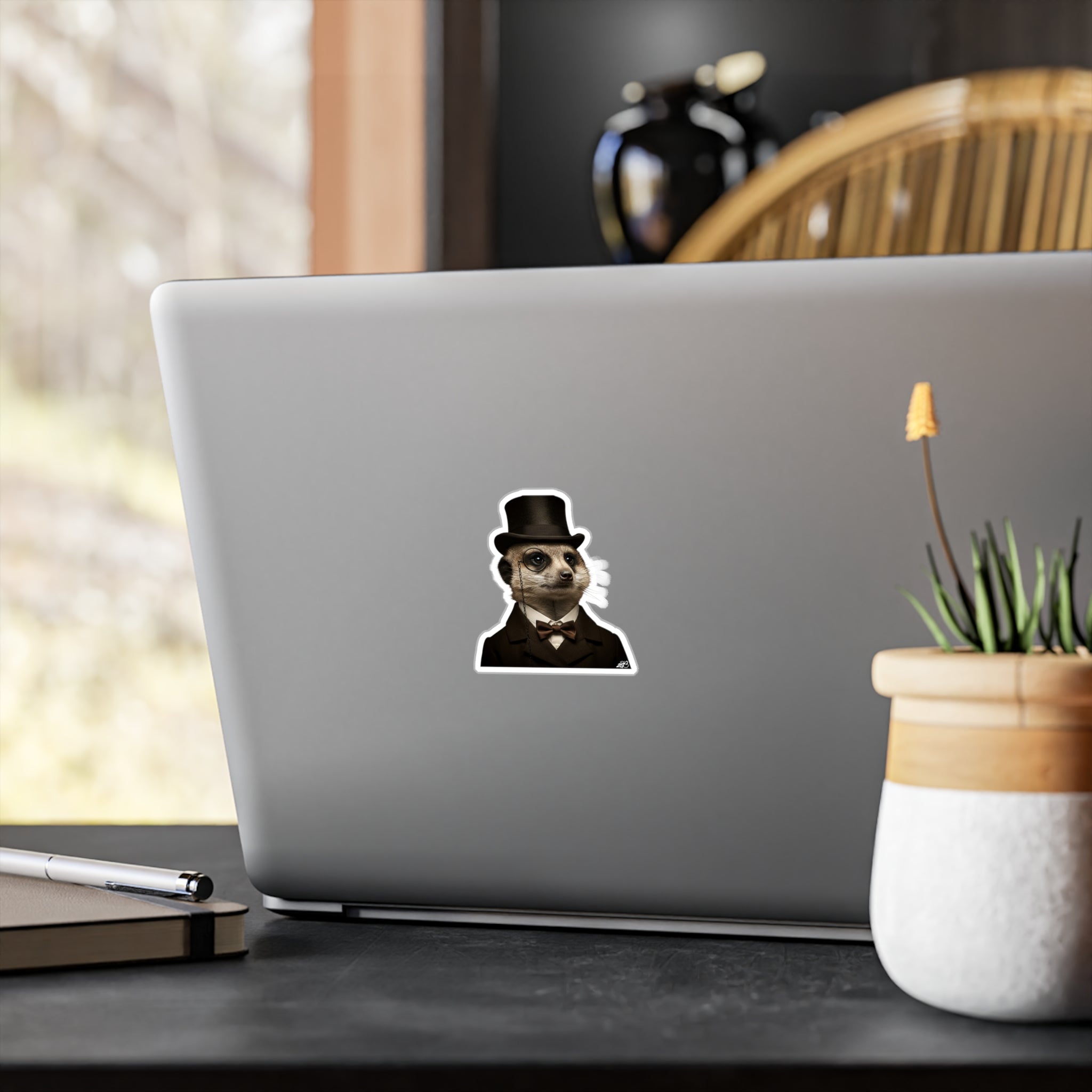 Fancy Meerkat Top Hat Monocle Kiss-Cut Vinyl Decal