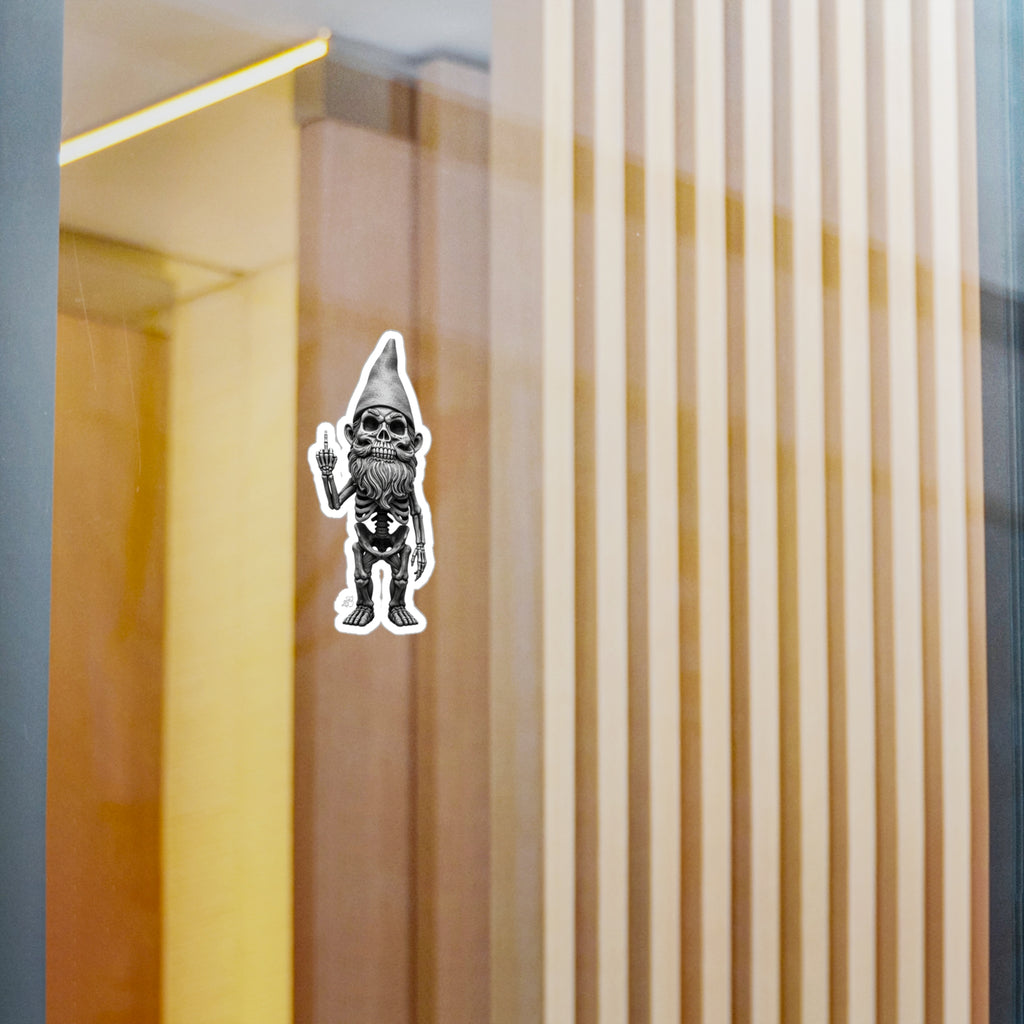 Middle Finger Skeleton Gnome Kiss-Cut Vinyl Decal