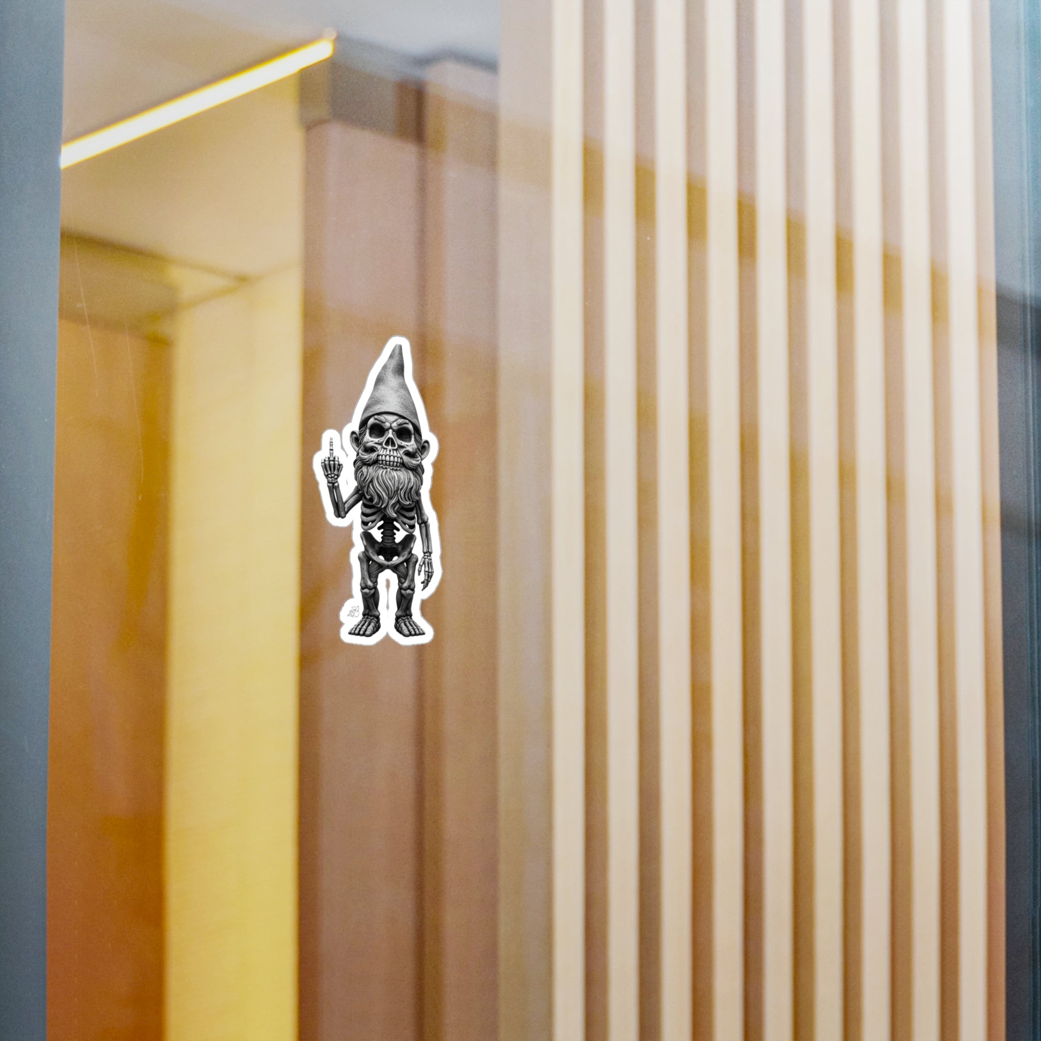 Middle Finger Skeleton Gnome Kiss-Cut Vinyl Decal