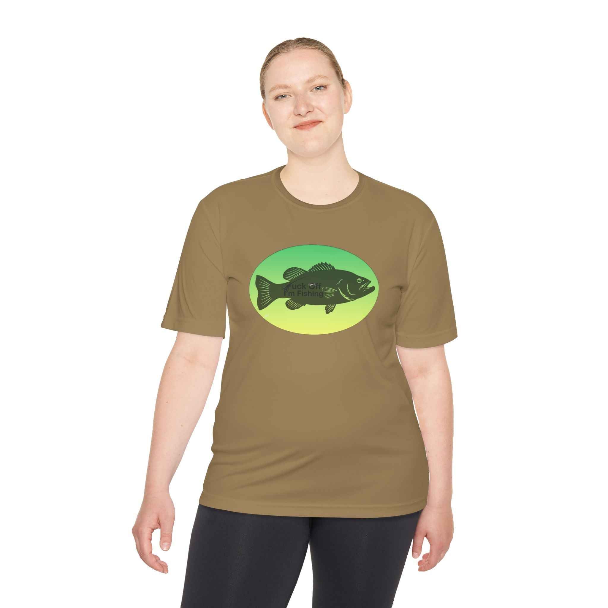 Funny Bass Fishing Shirt – “Fuck Off I’m Fishing” Unisex Moisture Wicking Tee