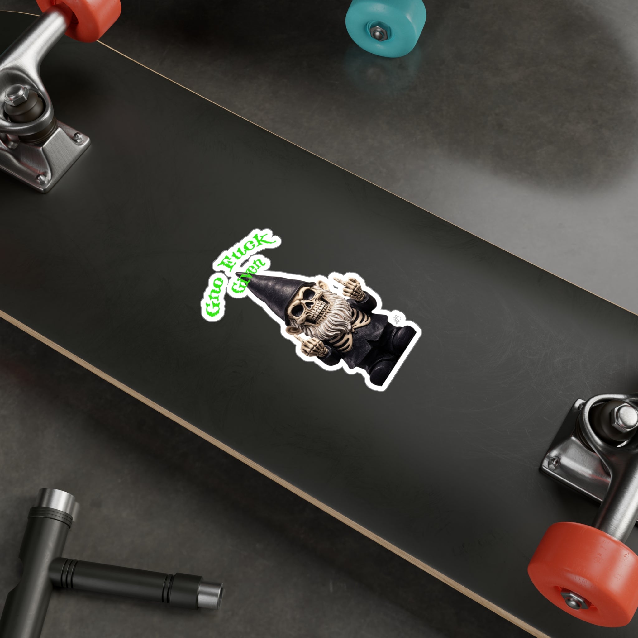 Gno Fuck Given Skeleton Gnome Kiss-Cut Vinyl Decal