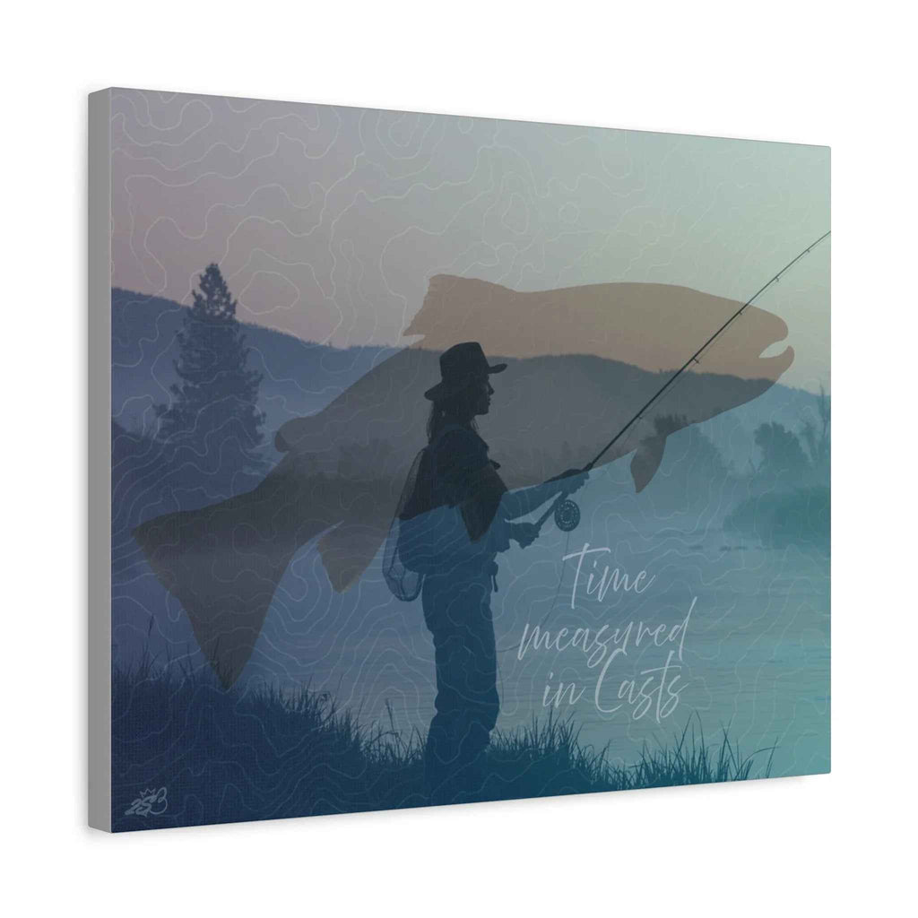Time Measured in Casts Canvas Print - Female Angler Trout Fishing Wall Art for Women