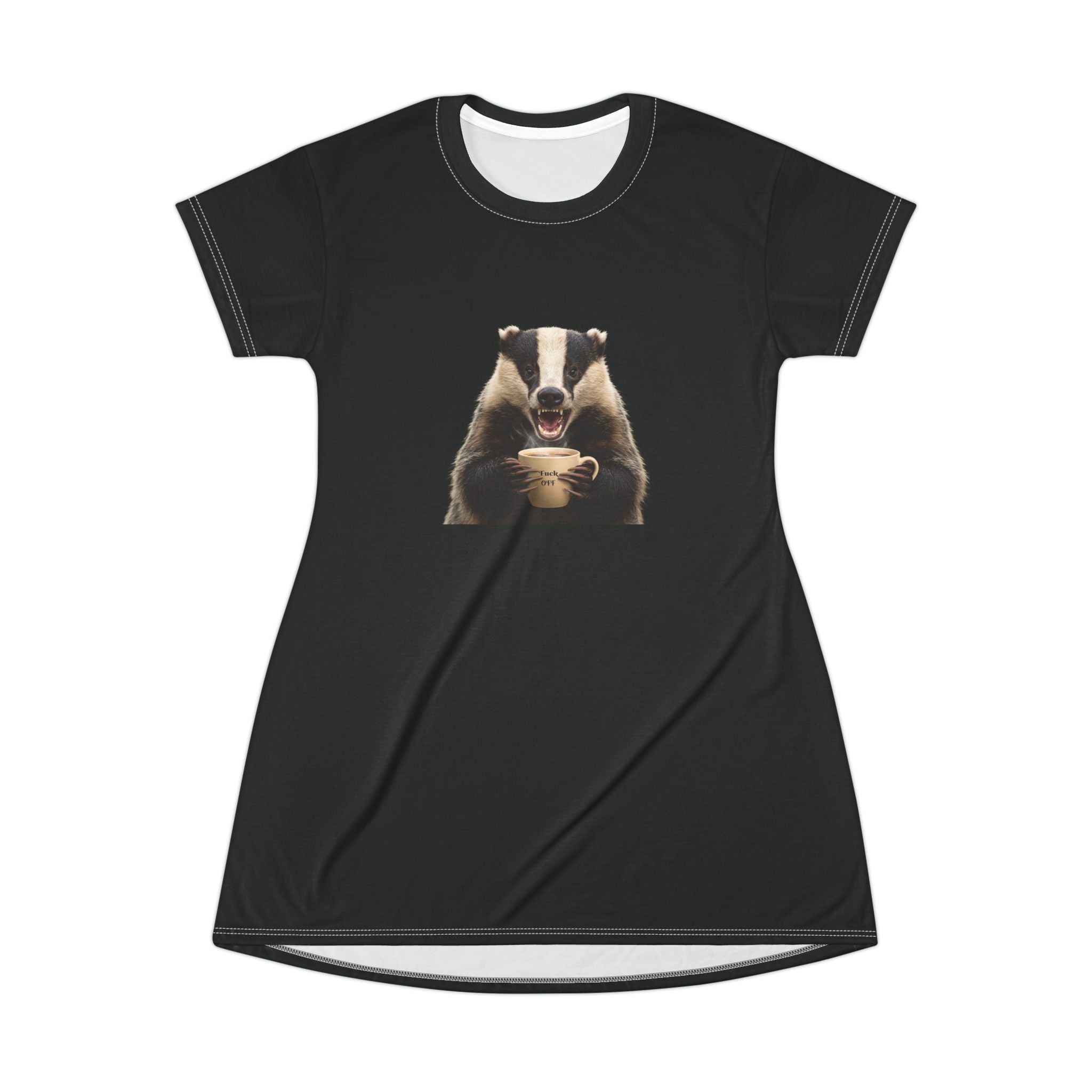 Angry Badger Sleep T-shirt Dress- Wake Up and Choose Violence (Silently)