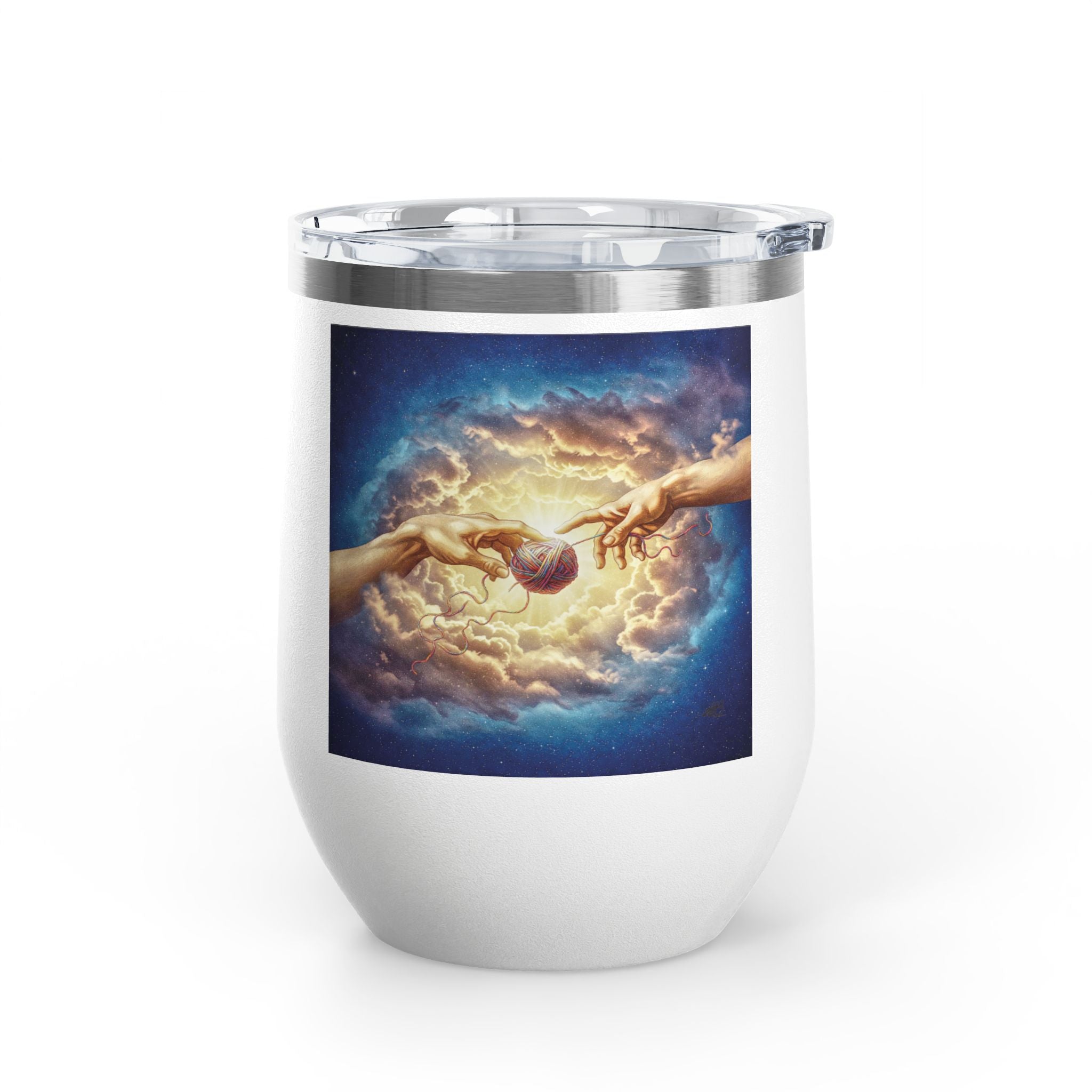 Wine Tumbler, 12oz - Divine Sips for Stitching Saints