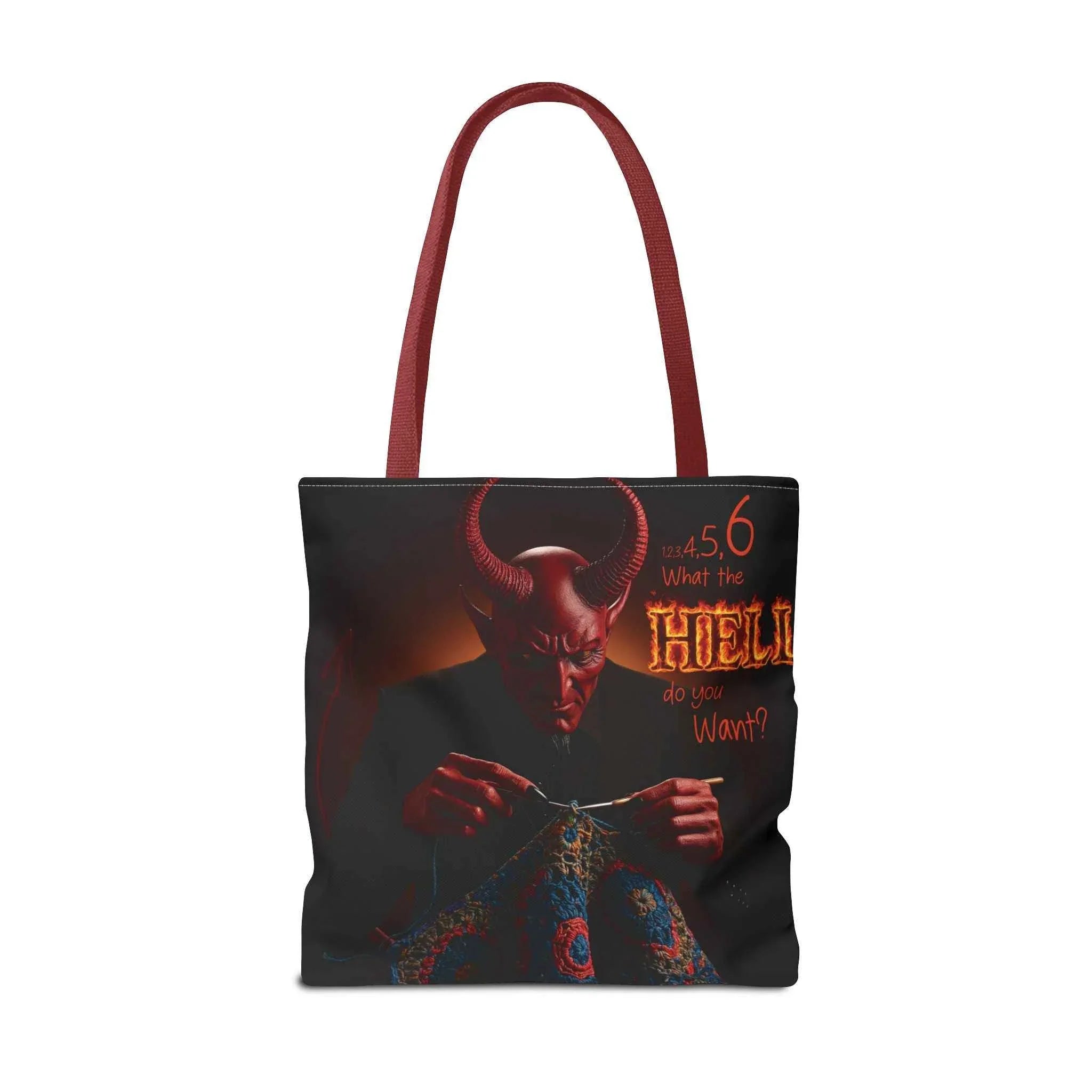 Satan's Infernal Tote Bag - Even Hell has count interruptions- Knitting, Crocheting, Crafting Gift, Funny Tote, Hellish Vibe, fiber enthusiasts - 2SB Snark Shop