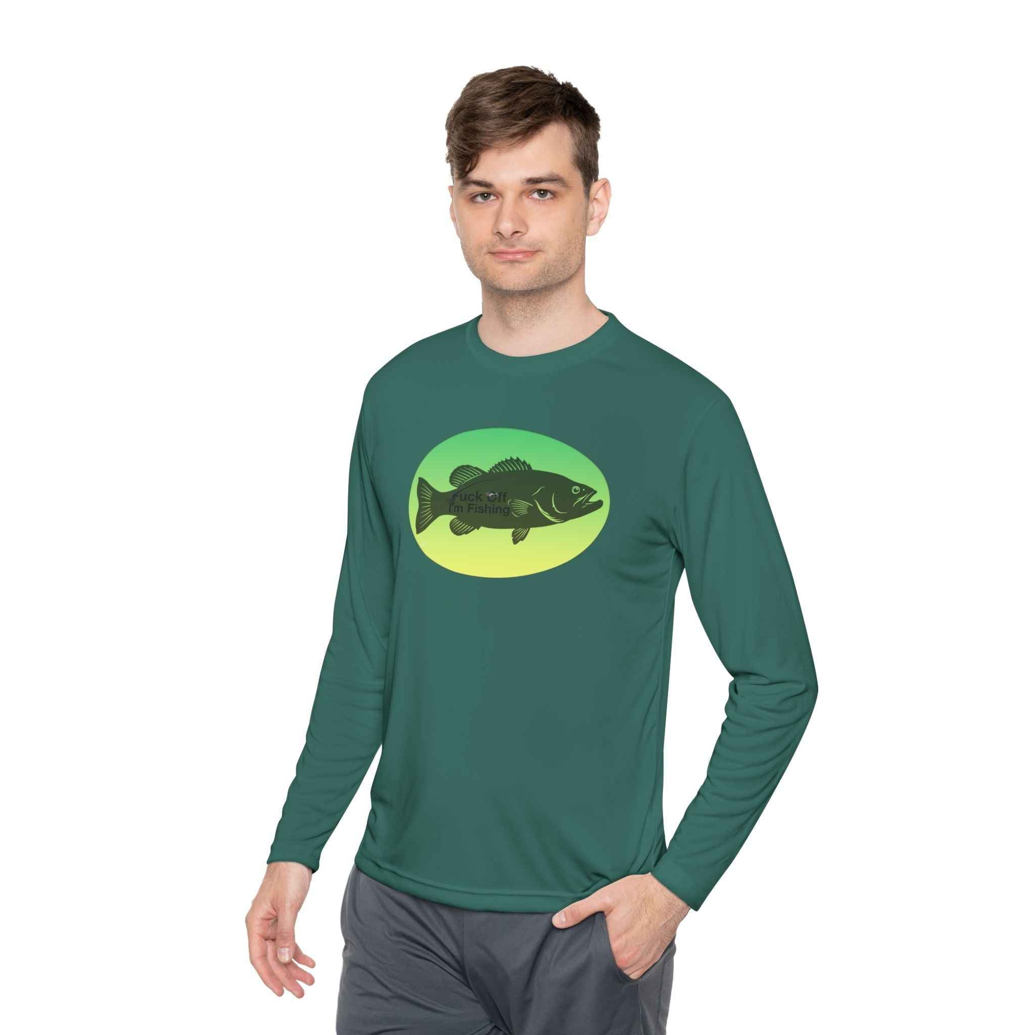 Funny Bass Fishing Shirt Long Sleeve – Fuck Off Unisex Lightweight Long Sleeve Tee