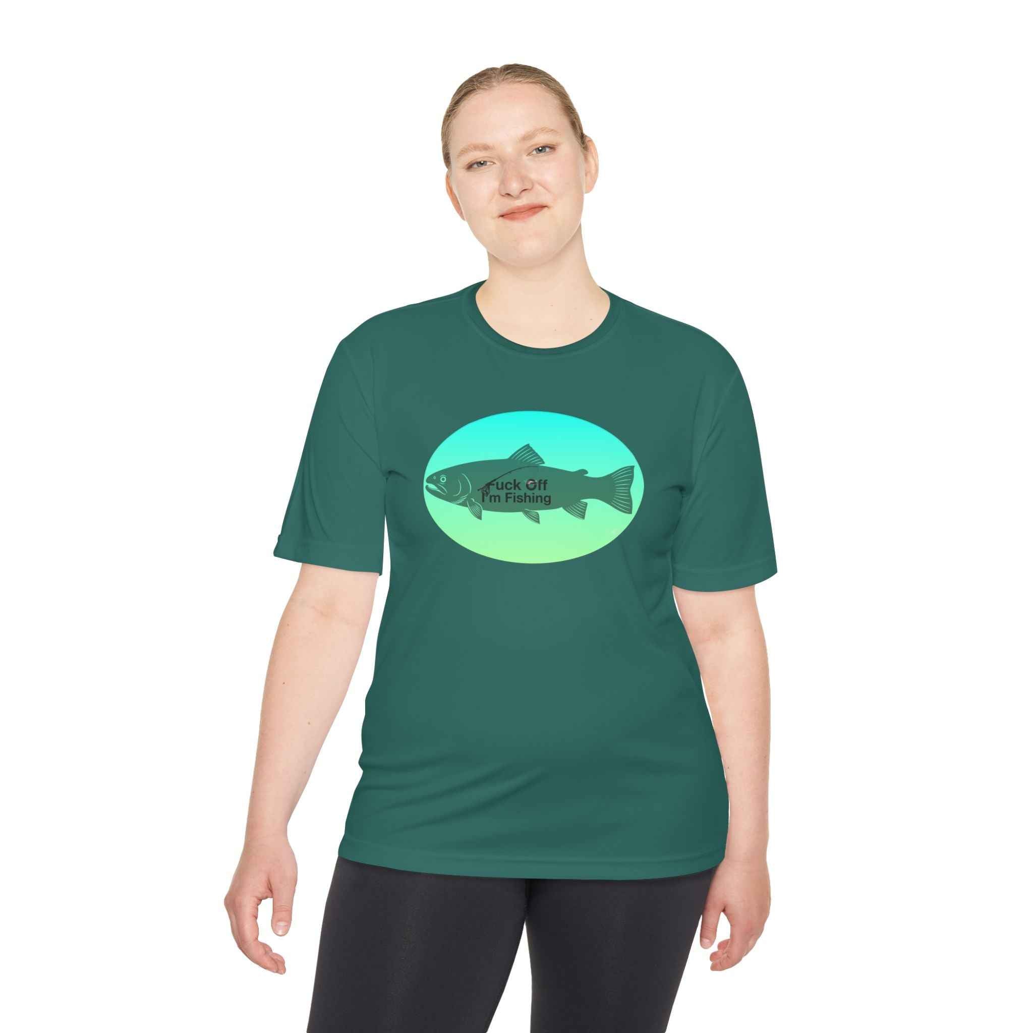 Funny Trout Fishing Shirt – Fuck Off I’m Fishing Tech Tee Unisex Moisture Wicking Tee