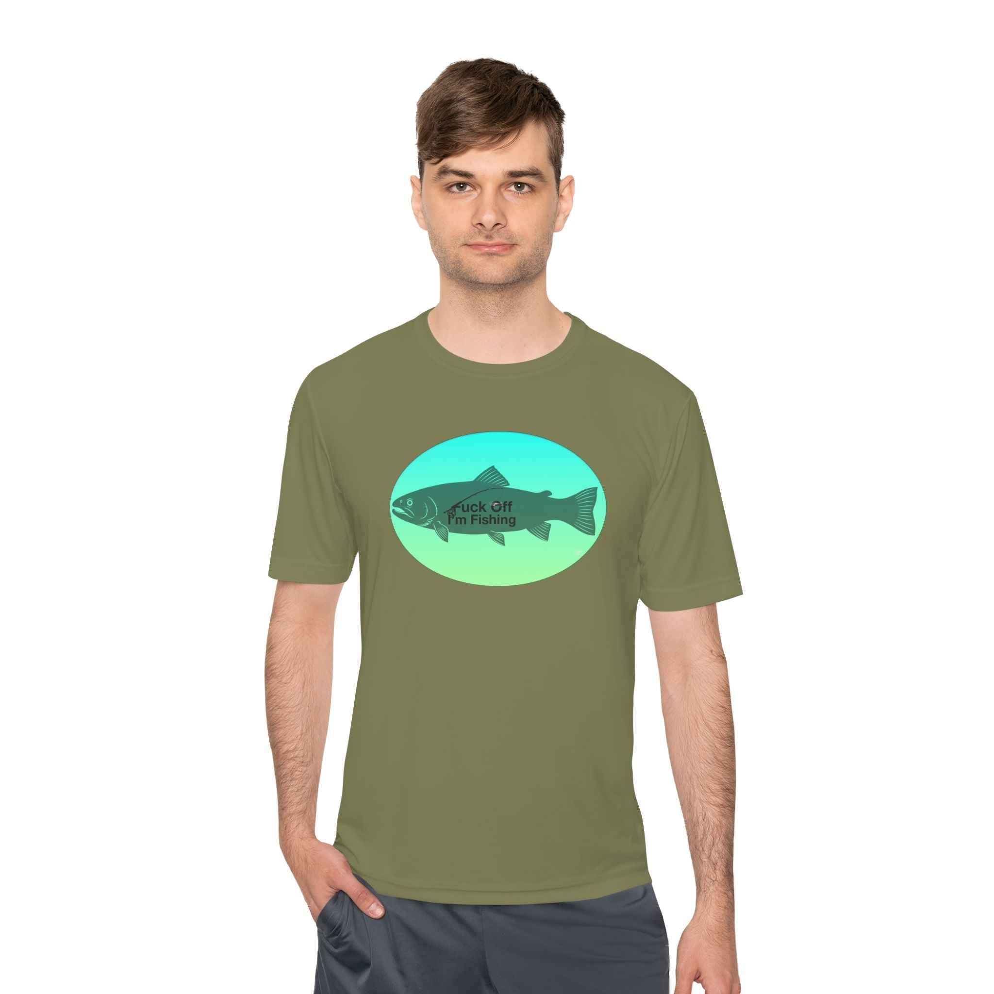 Funny Trout Fishing Shirt – Fuck Off I’m Fishing Tech Tee Unisex Moisture Wicking Tee