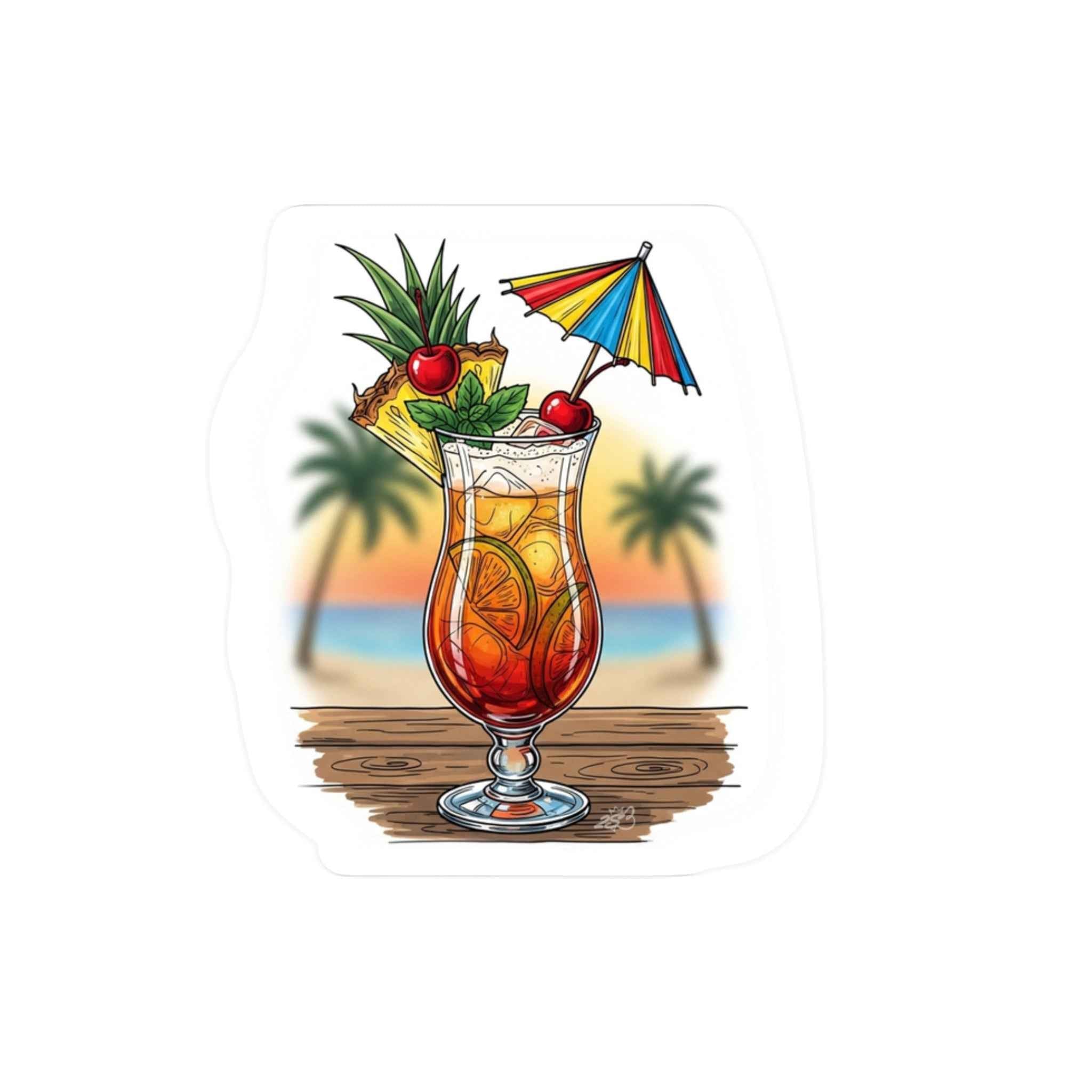 Mai Tai Decal - Tropical Cocktail Beach Vibes Kiss Cut Vinyl Decal