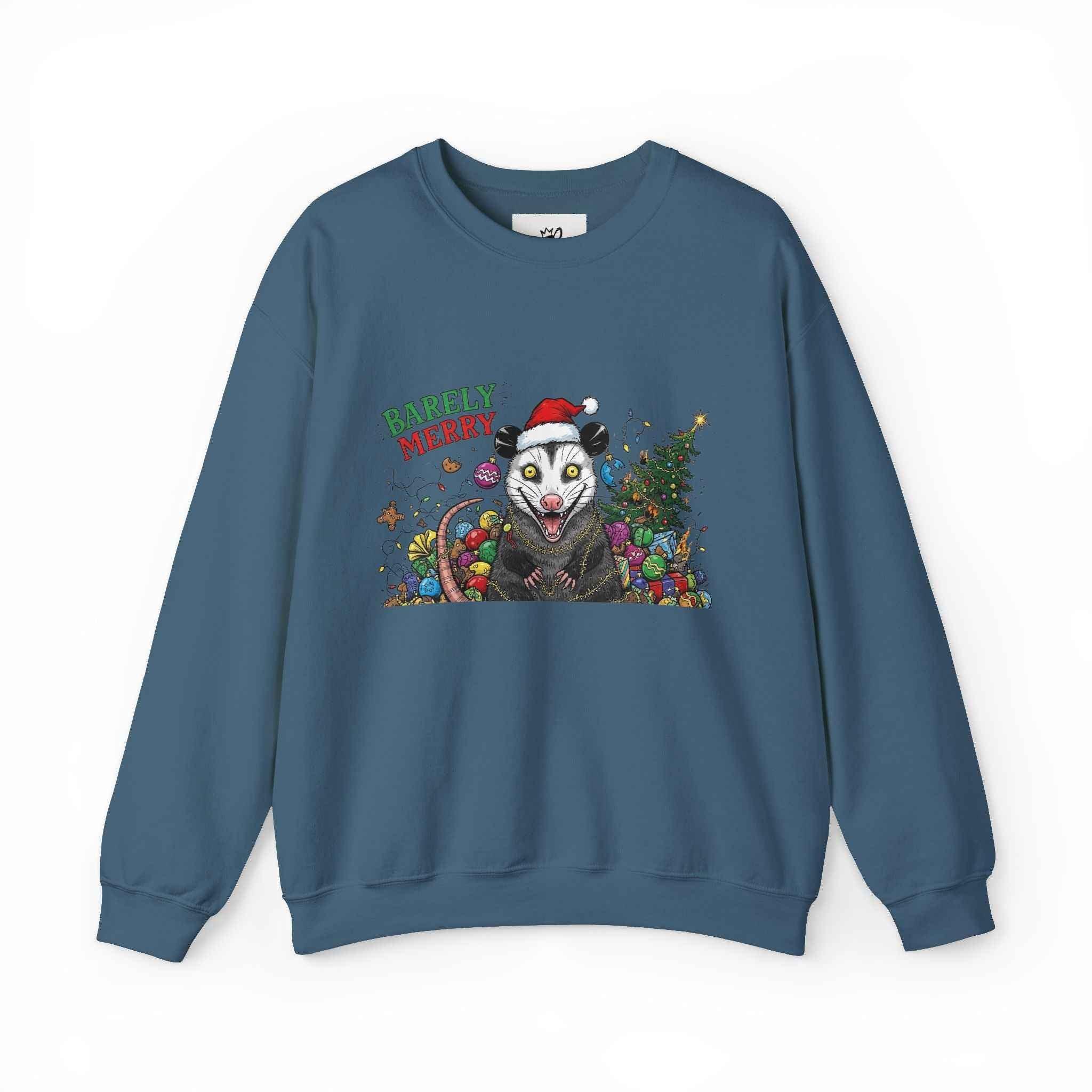 Barely Merry Possum Sweatshirt - Embrace Chaos This Holiday Season - 2SB Snark Shop