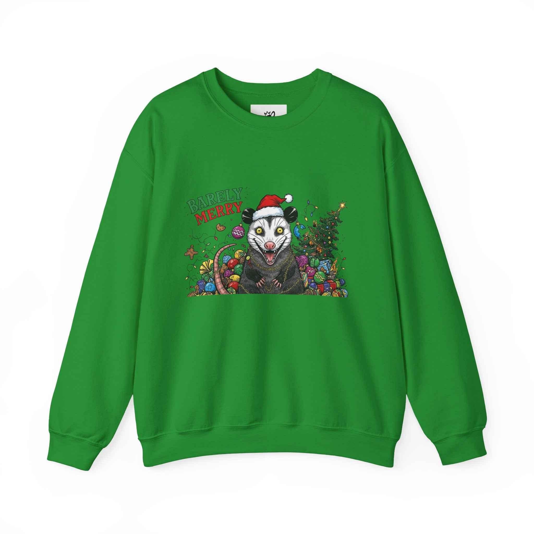 Barely Merry Possum Sweatshirt - Embrace Chaos This Holiday Season - 2SB Snark Shop