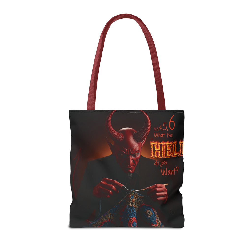Satan's Infernal Tote Bag - Even Hell has count interruptions- Knitting, Crocheting, Crafting Gift, Funny Tote, Hellish Vibe, fiber enthusiasts