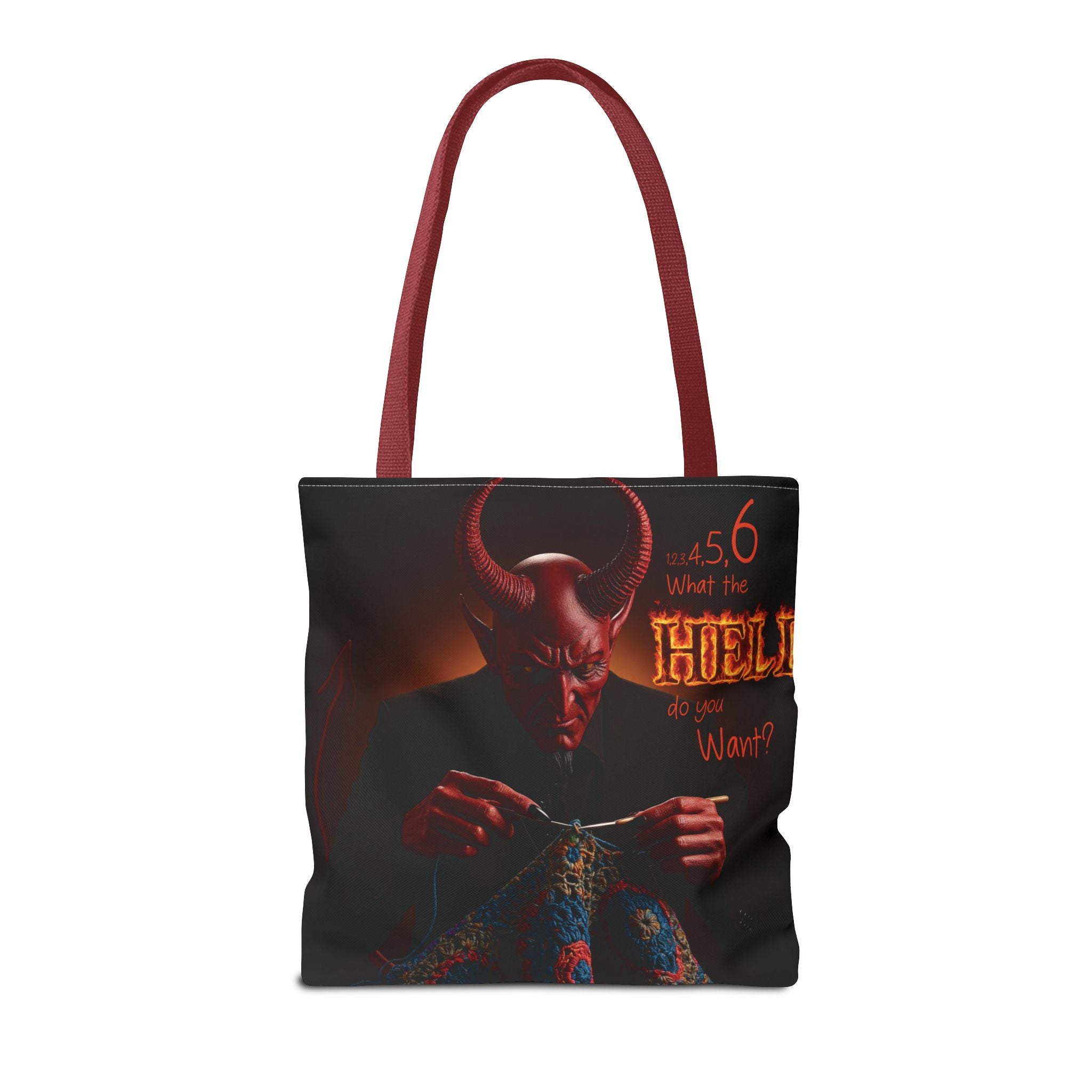 Satan's Infernal Tote Bag - Even Hell has count interruptions- Knitting, Crocheting, Crafting Gift, Funny Tote, Hellish Vibe, fiber enthusiasts