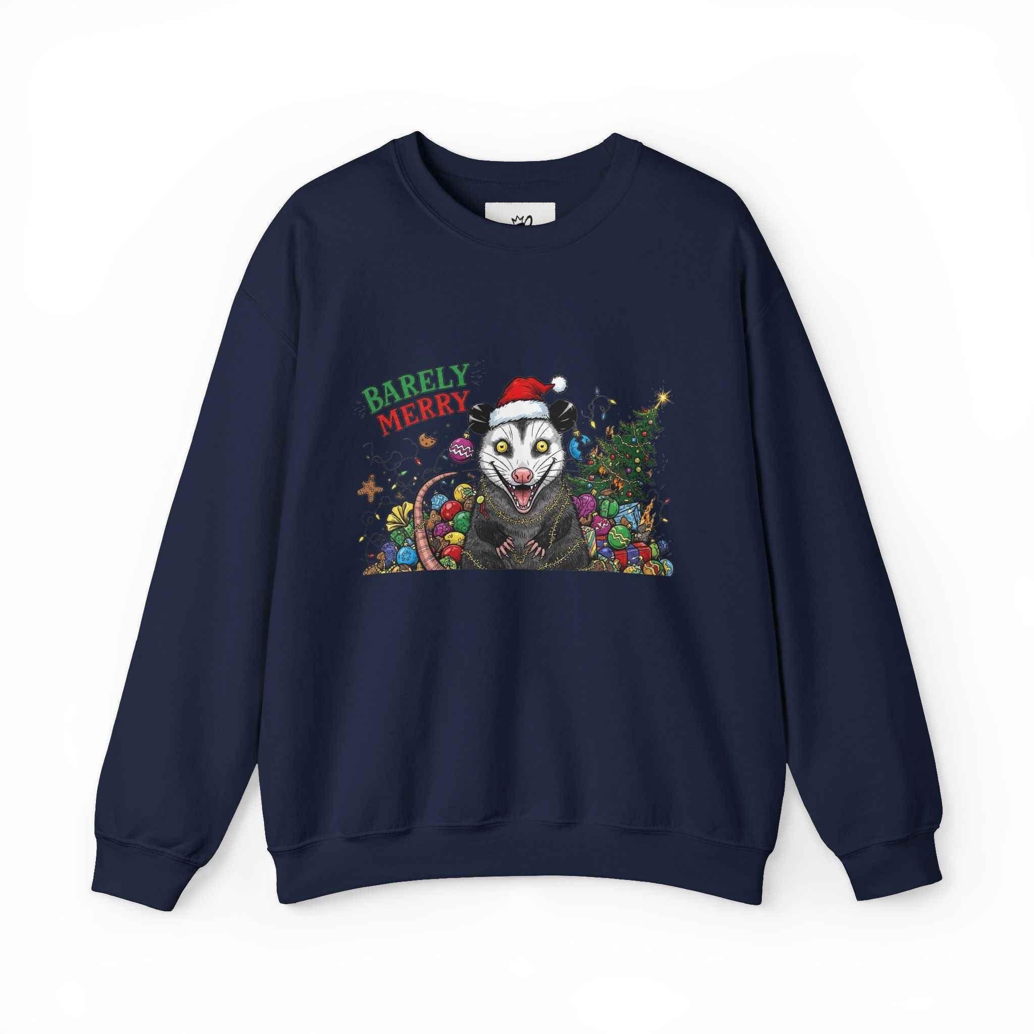 Barely Merry Possum Sweatshirt - Embrace Chaos This Holiday Season - 2SB Snark Shop