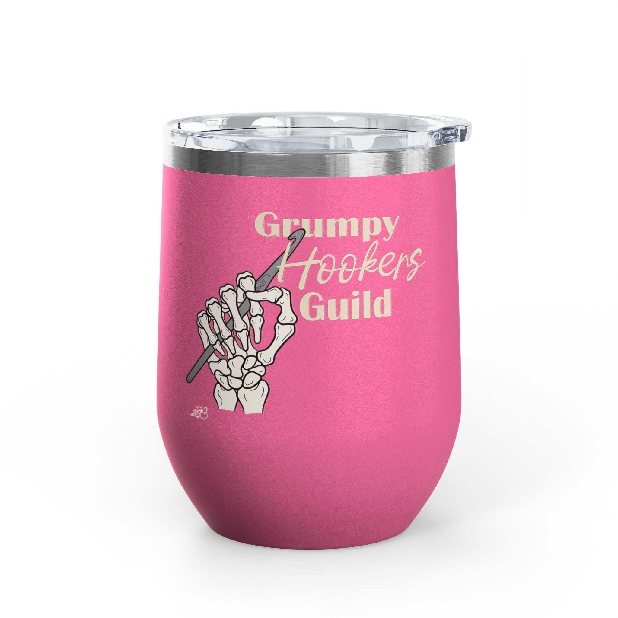 Grumpy Hookers Guild Tumbler – Funny Crochet Stainless Steel Wine Tumbler, 12oz