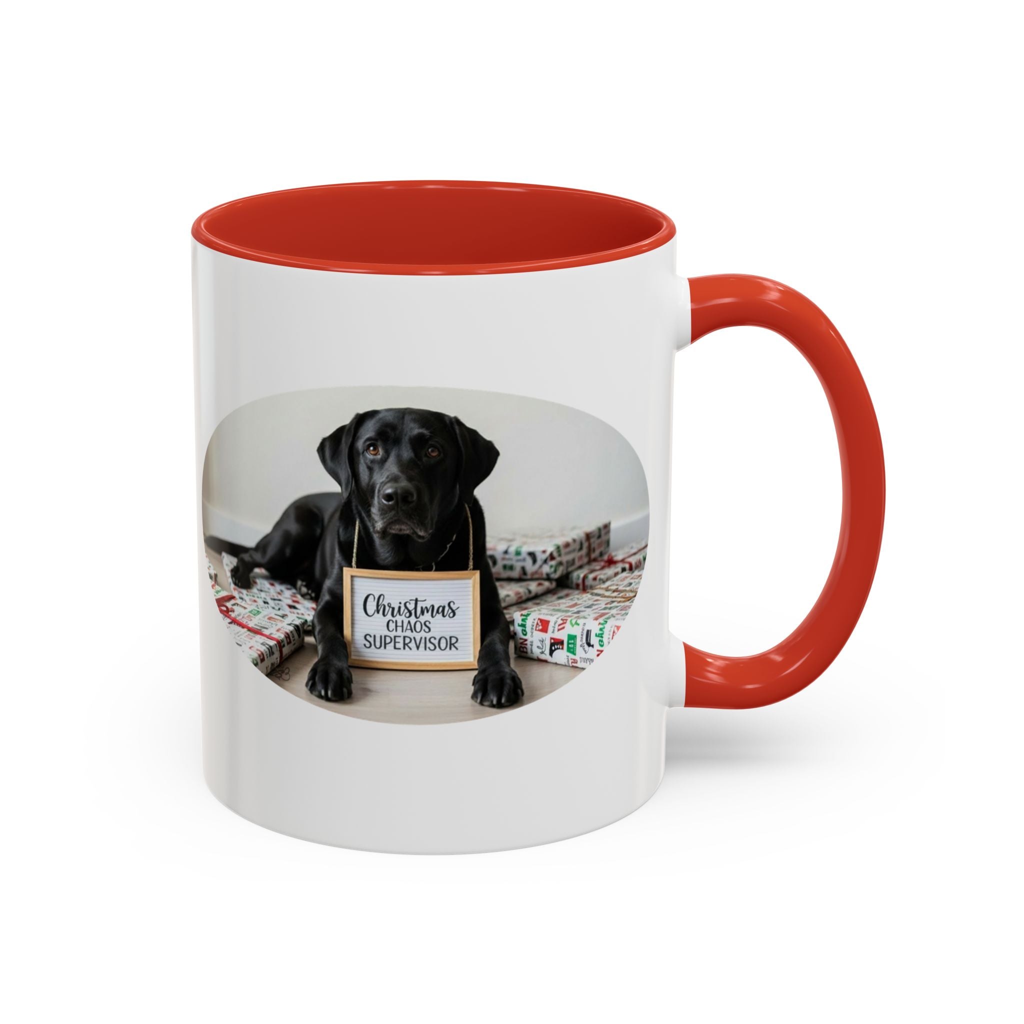 "Christmas Chaos Supervisor" –11oz & 15oz Black Lab Mug for Dog Parents Who Gave Up on Perfectly Wrapped Gifts in 2017