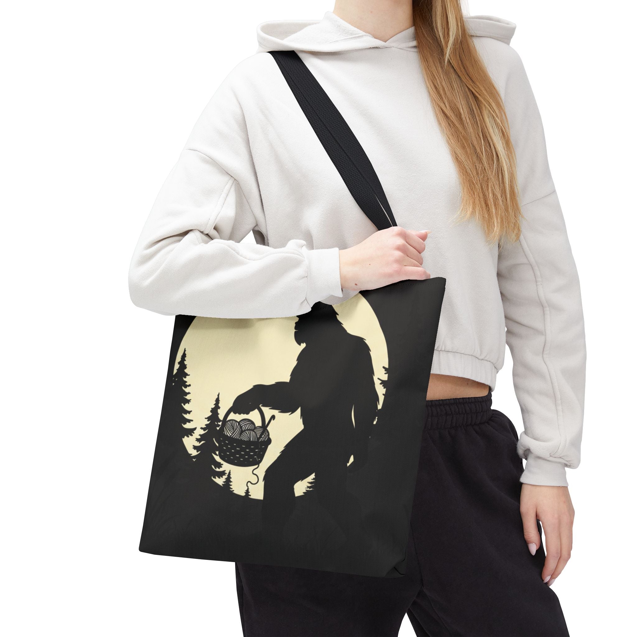 I Believe...in another skein of yarn. Bigfoot crochet Tote bag- Funny gift for friends, family, crocheters, knitters, fiber enthusiasts and anyone who Believes.