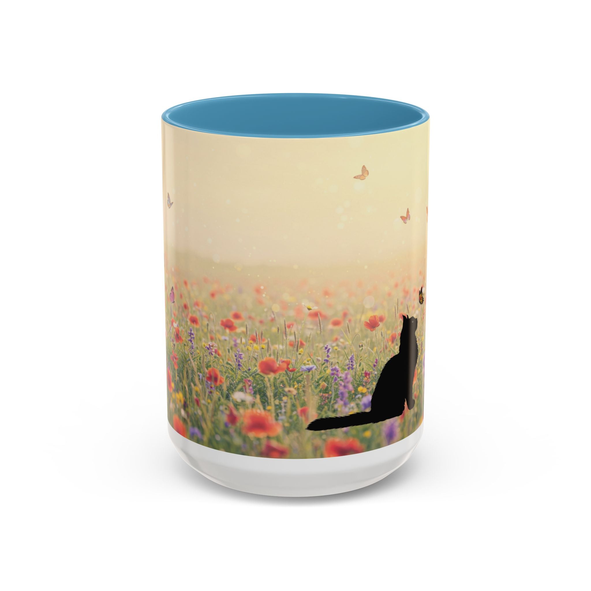 Mug - Cat Lovers Accent Coffee Mug with Floral Design