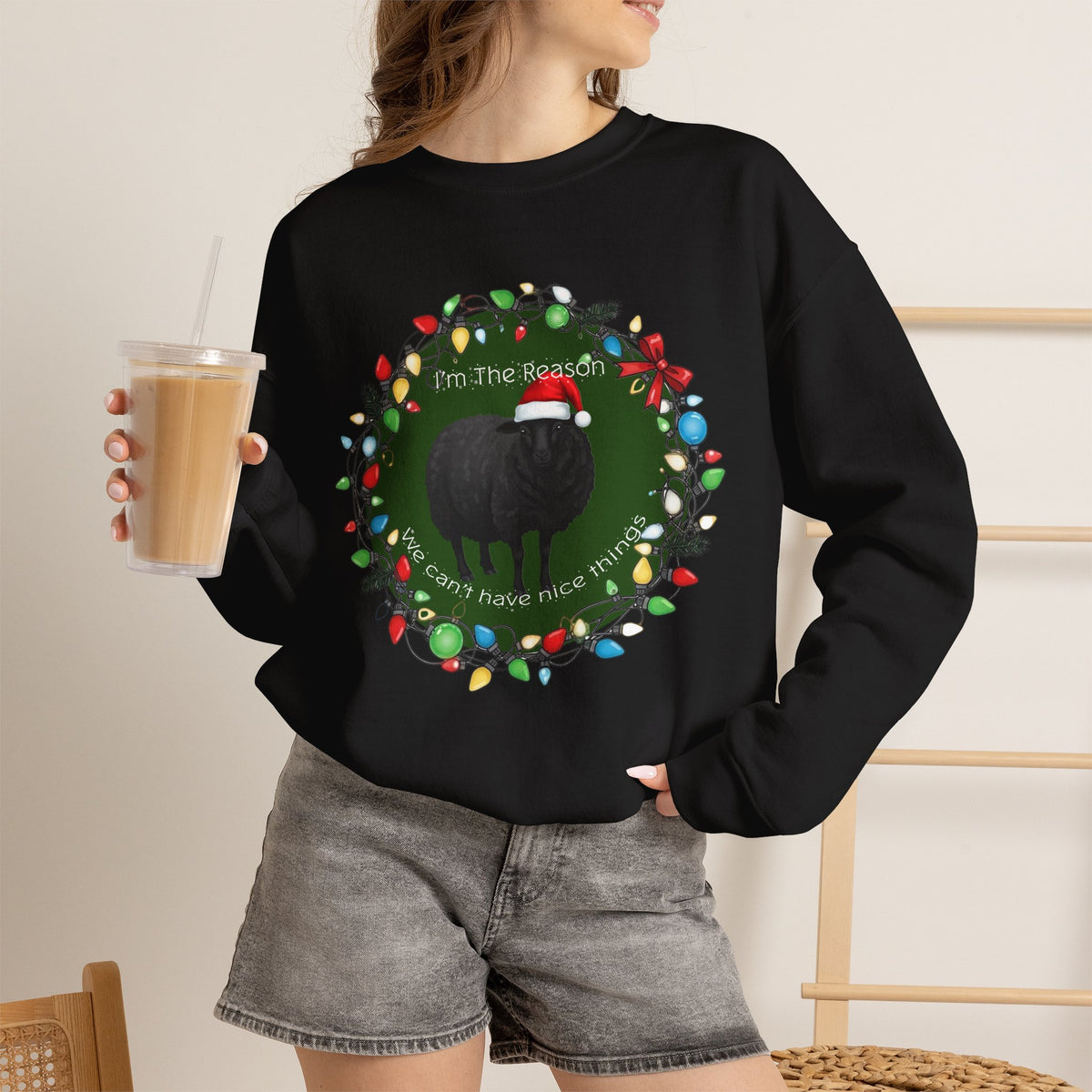 I’m the Reason We Can’t Have Nice Things Black Sheep Christmas Crewneck Sweatshirt | Funny Holiday Sweatshirt