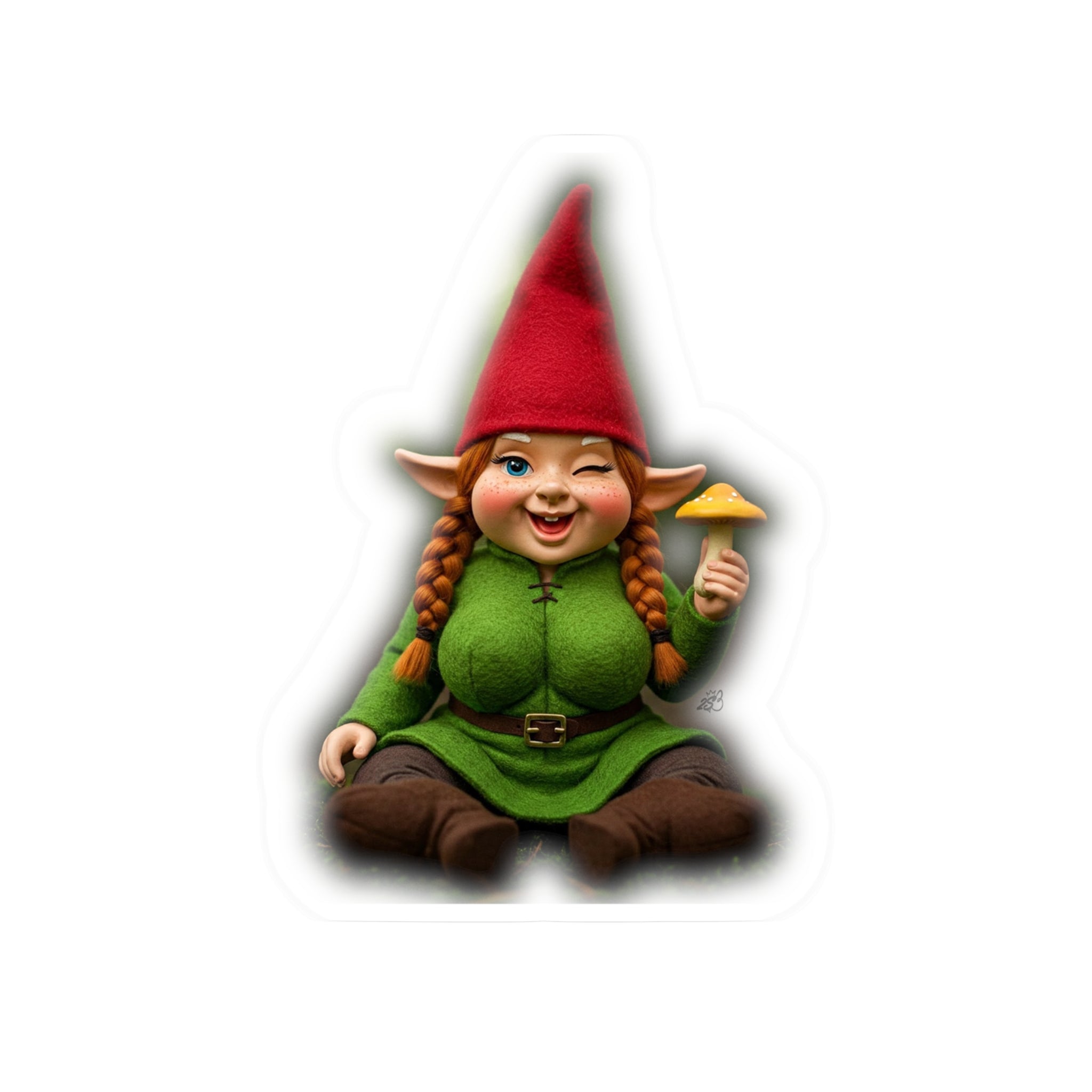 Winking Mushroom Gnome Kiss-Cut Vinyl Decal