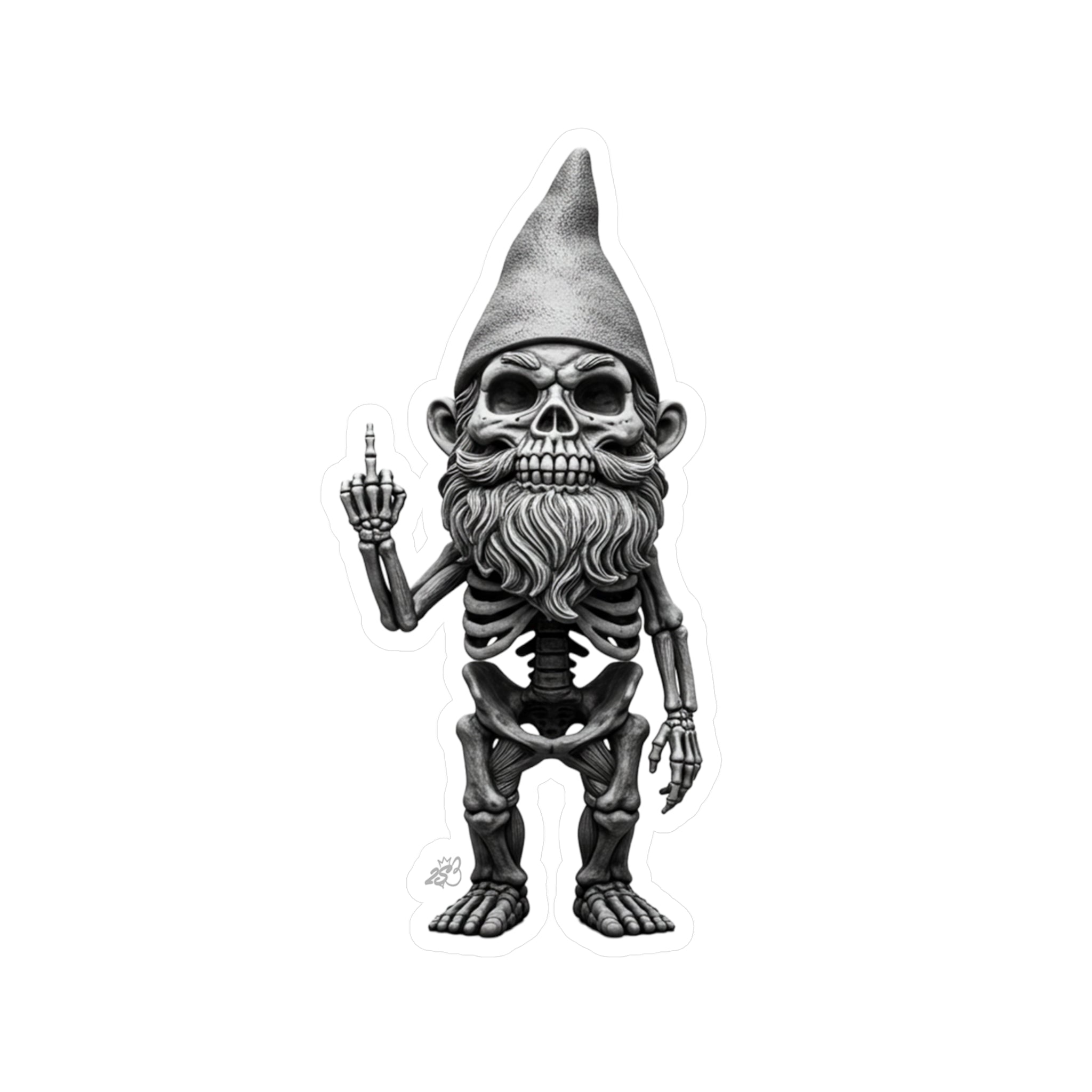 Middle Finger Skeleton Gnome Kiss-Cut Vinyl Decal