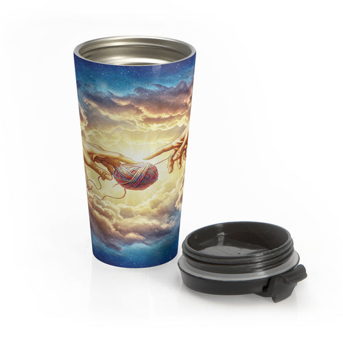 Creation of Stitch 15 oz Stainless Steel Travel Mug | Divine Yarn Intervention | Funny Fiber Arts Gift