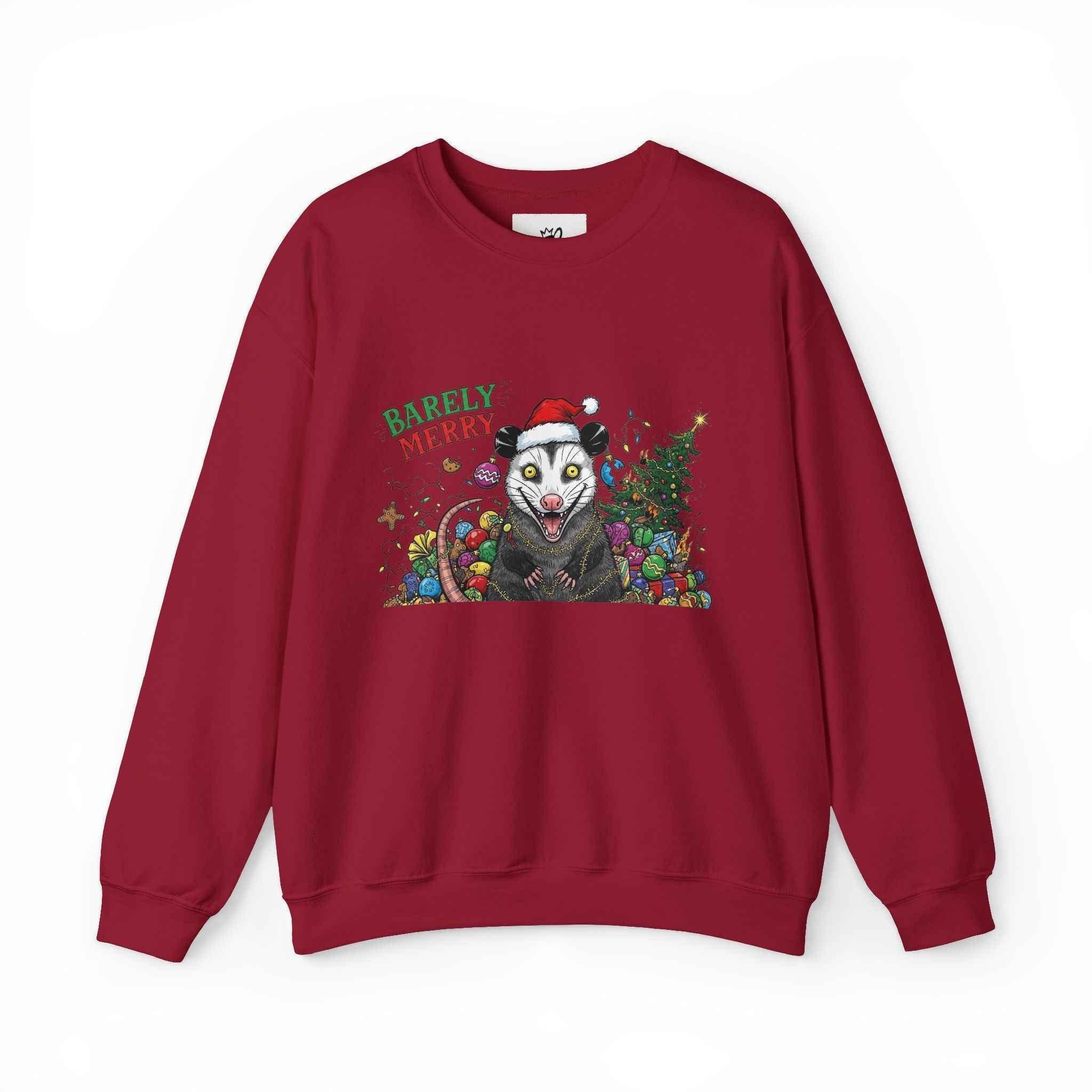 Barely Merry Possum Sweatshirt - Embrace Chaos This Holiday Season - 2SB Snark Shop