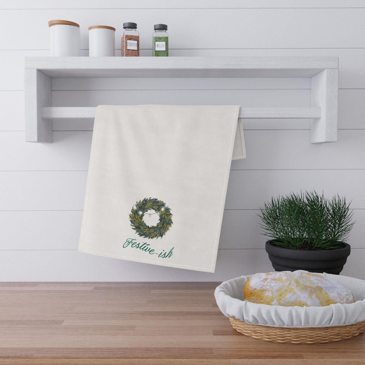 Festive-ish Christmas Tea Towel | Funny Sarcastic Cotton Twill Kitchen Towel