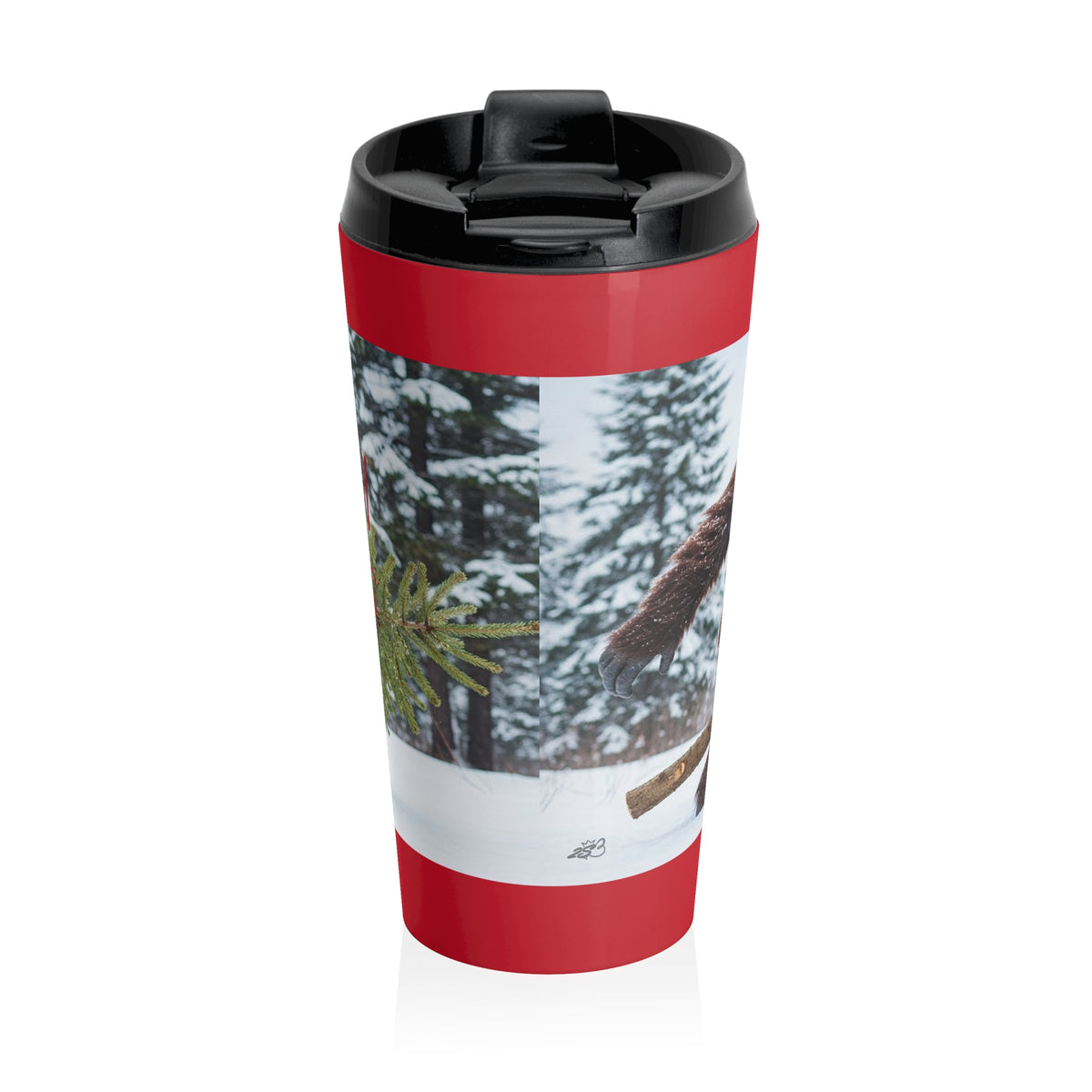 Merry Fuck All of This Bigfoot 15 oz Stainless Steel Travel Mug | Funny Christmas Tumbler