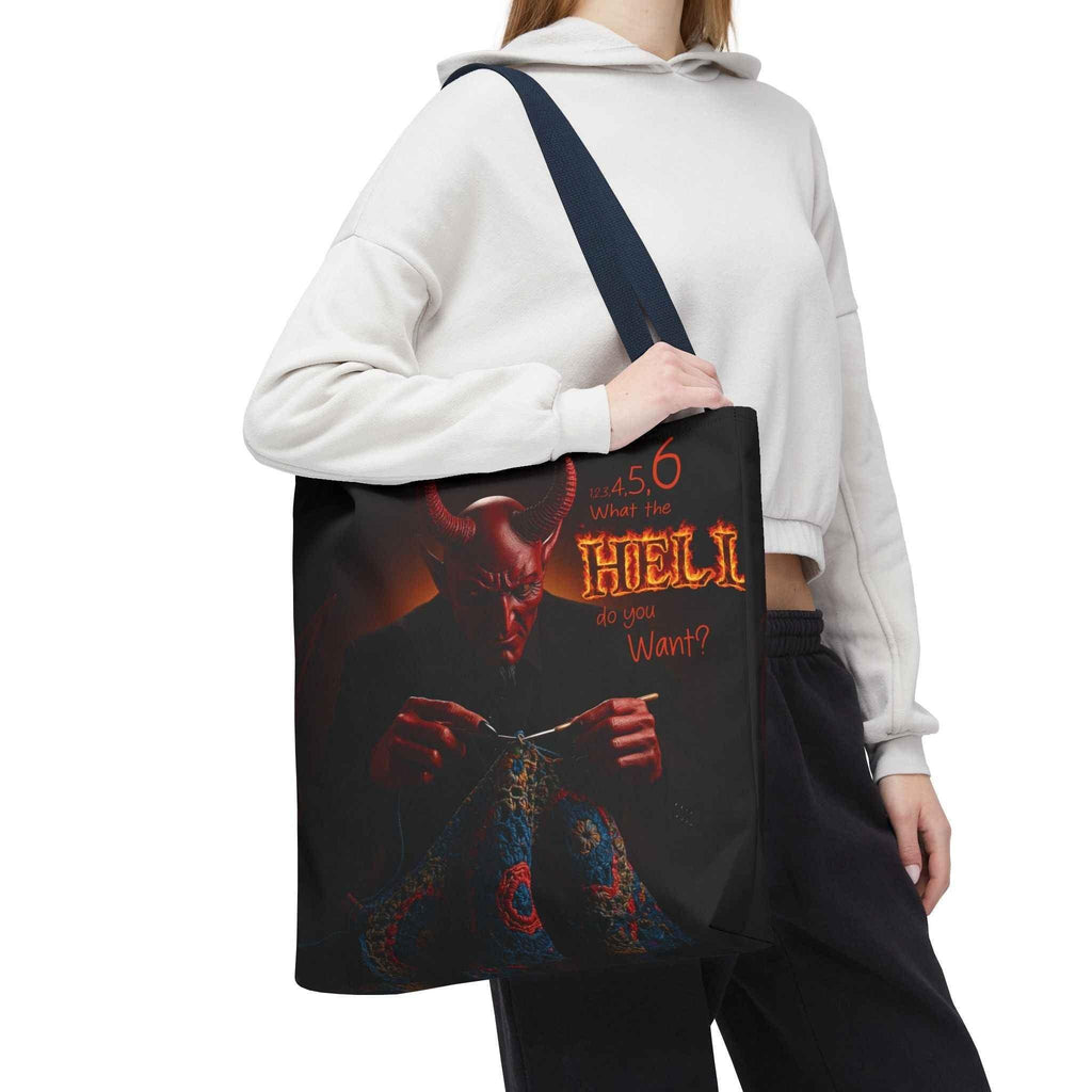 Satan's Infernal Tote Bag - Even Hell has count interruptions- Knitting, Crocheting, Crafting Gift, Funny Tote, Hellish Vibe, fiber enthusiasts - 2SB Snark Shop