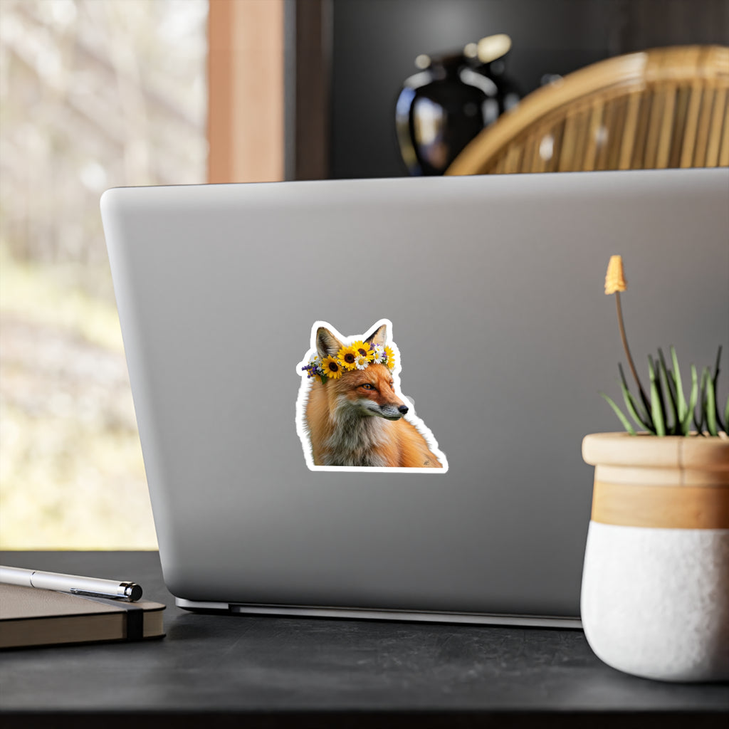 Flower Crown Fox Kiss-Cut Vinyl Decal