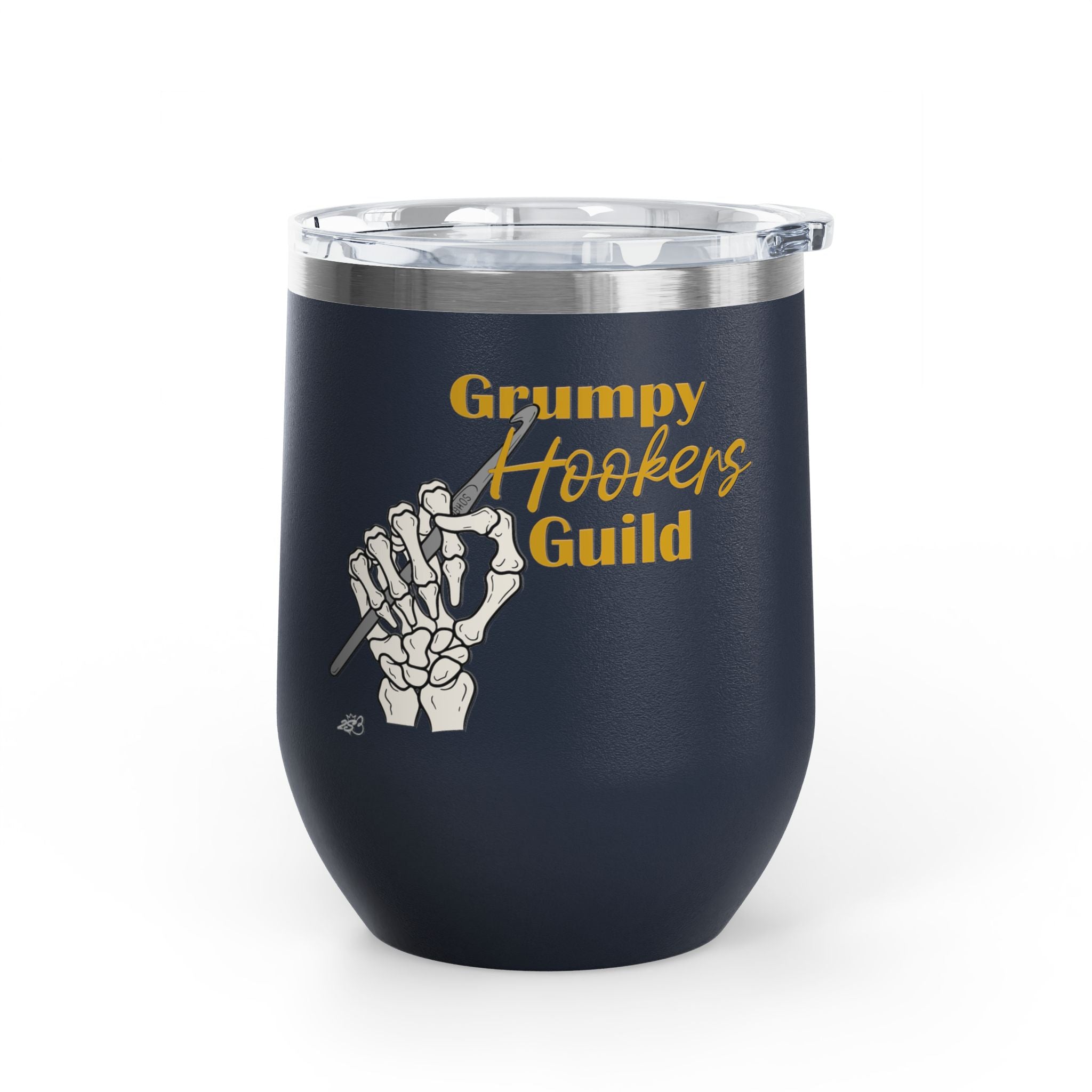 Grumpy Hookers Guild Tumbler – Funny Crochet Stainless Steel Wine Tumbler, 12oz