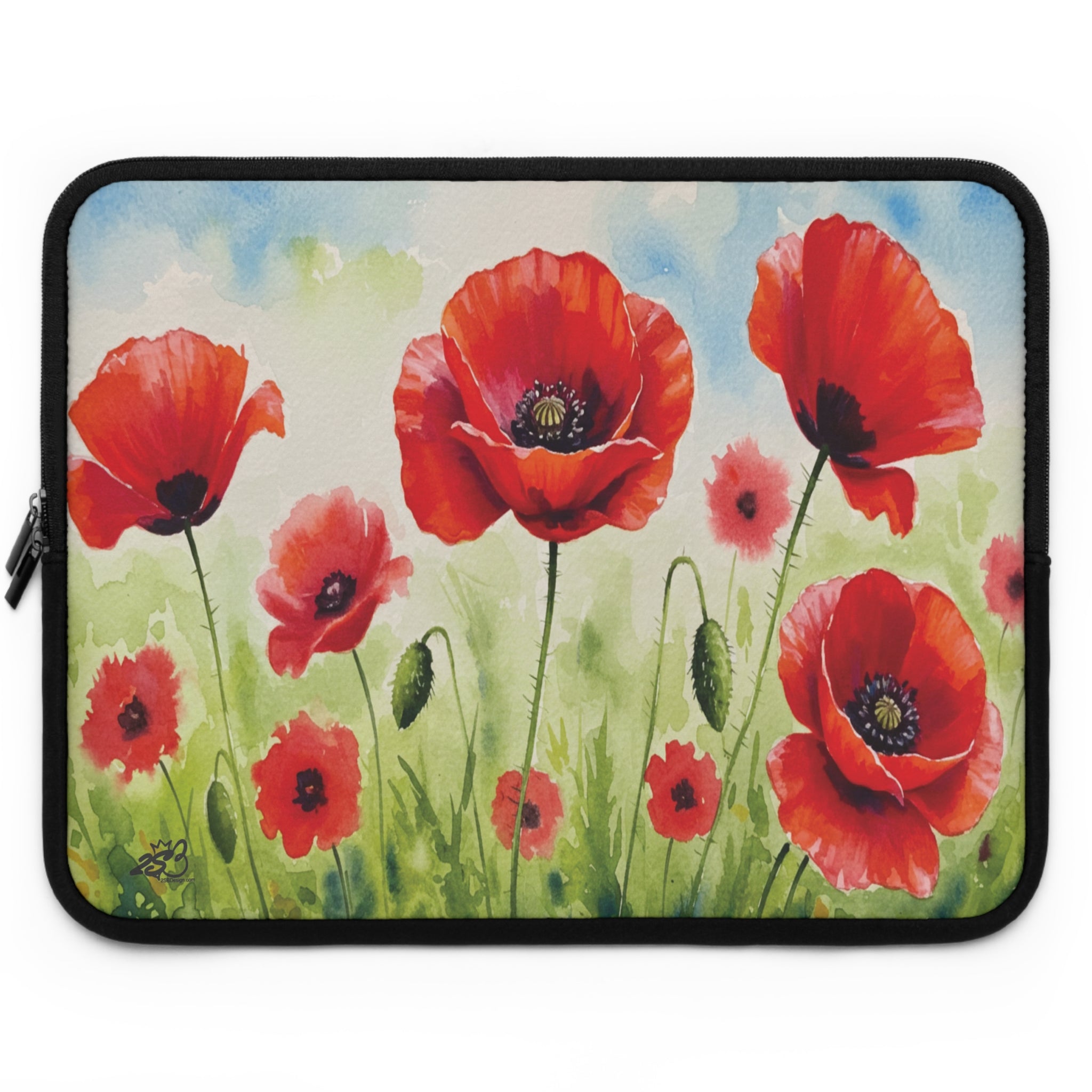 Poppies Laptop Sleeve with Poppy Design - Tech Accessory for Students and Moms