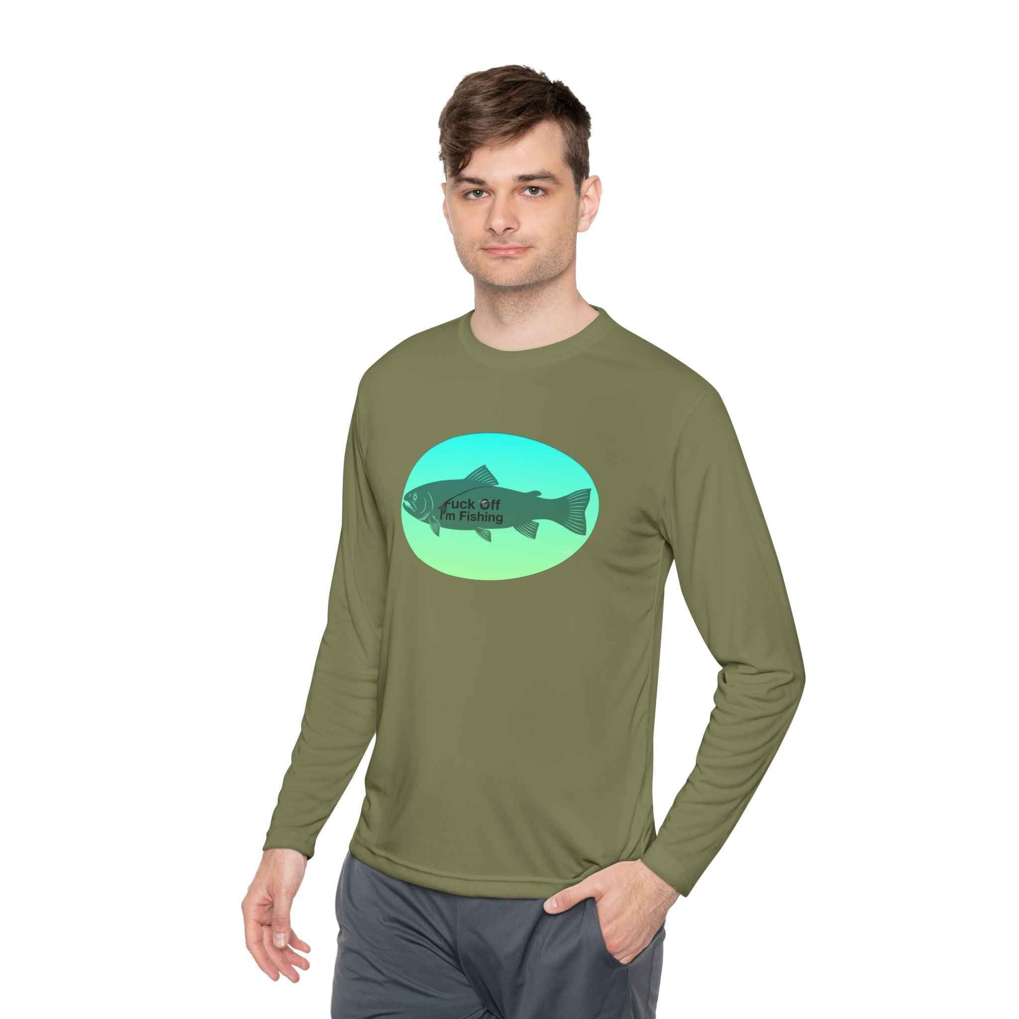 Funny Trout Fishing Shirt Long Sleeve – Fuck Off Unisex Lightweight Long Sleeve Tee