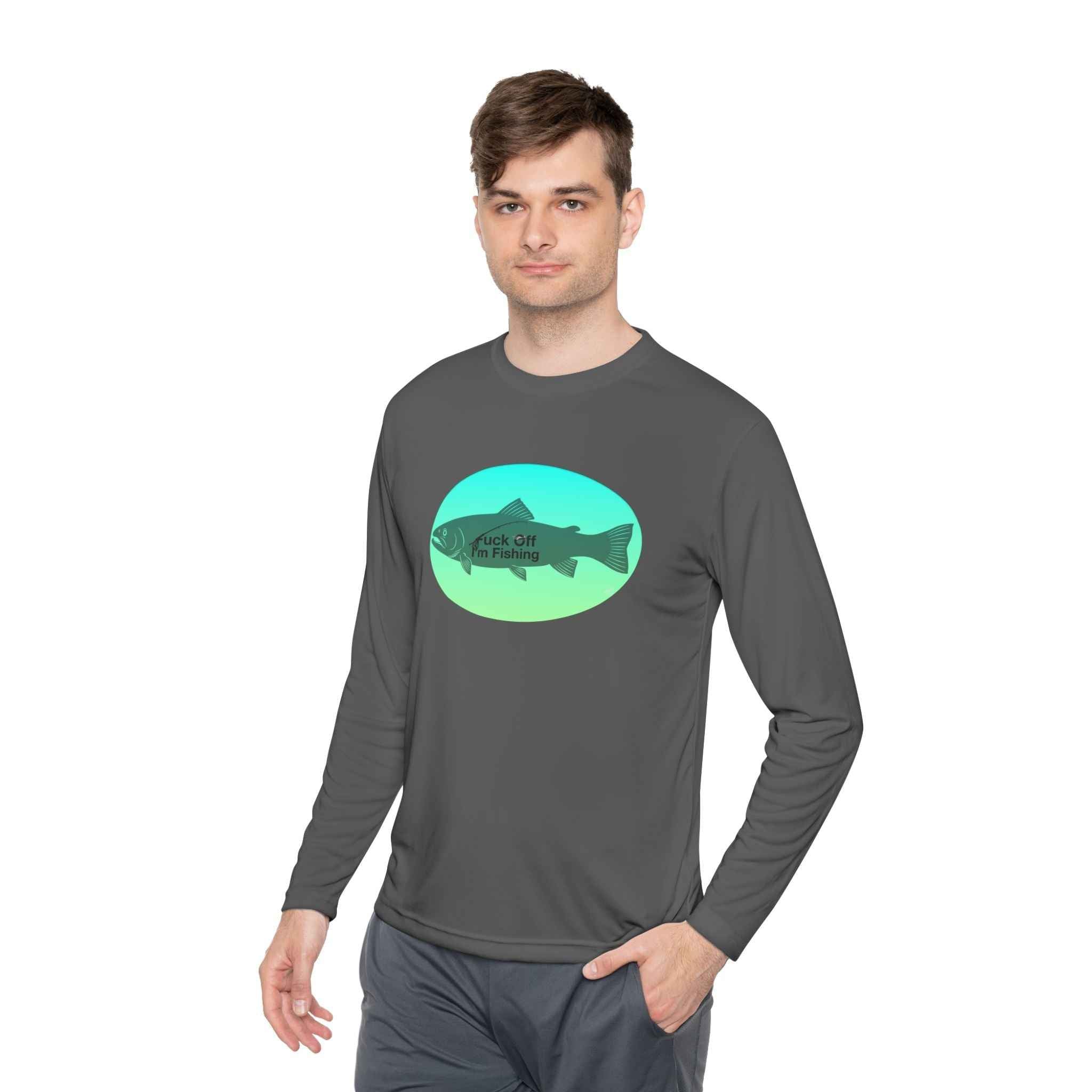Funny Trout Fishing Shirt Long Sleeve – Fuck Off Unisex Lightweight Long Sleeve Tee